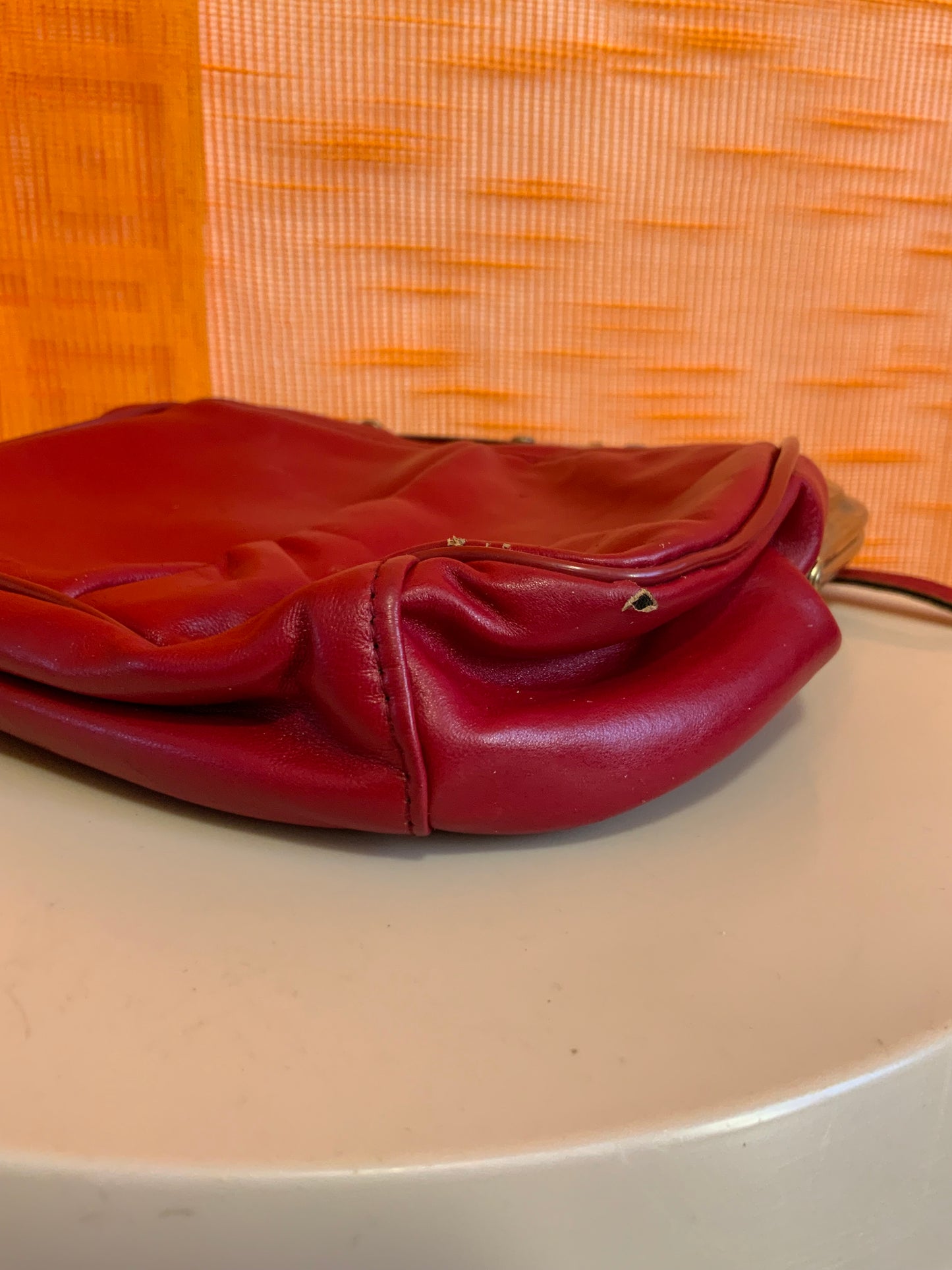 Sac à main cuir rouge Forme porte monnaie Vintage Ancien 1960/70