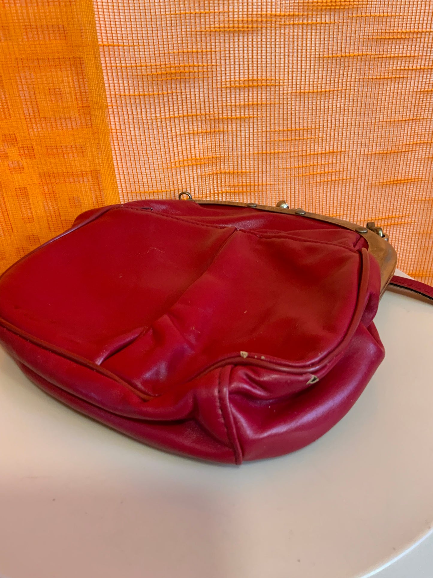 Sac à main cuir rouge Forme porte monnaie Vintage Ancien 1960/70