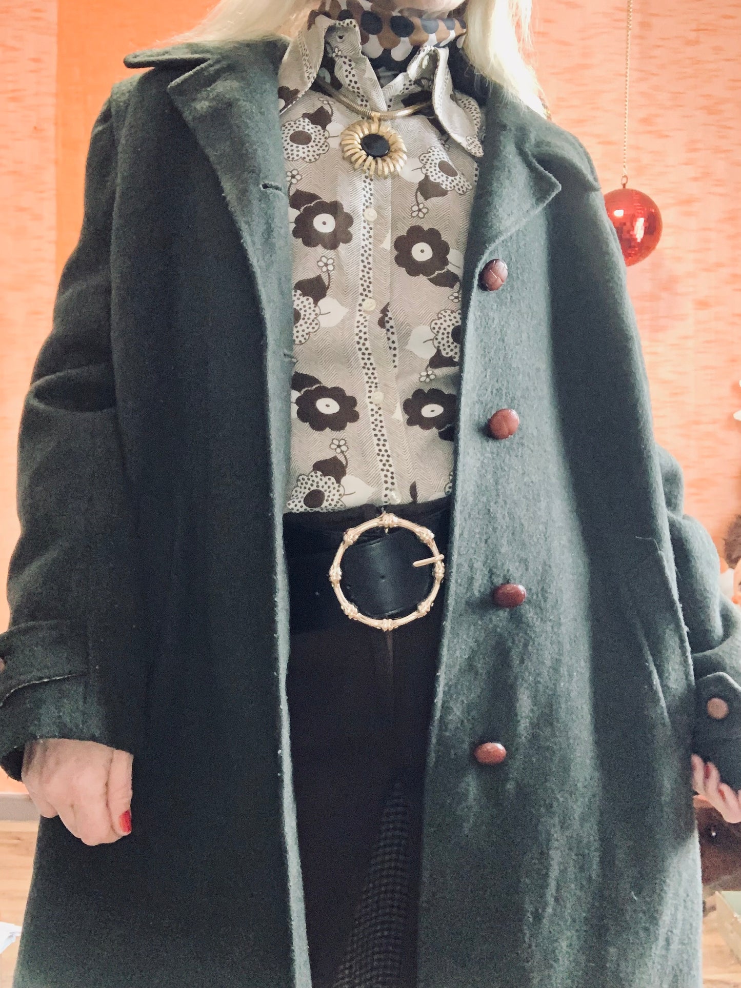 Superbe Manteau Kaki Loden Vintage Bulgarie