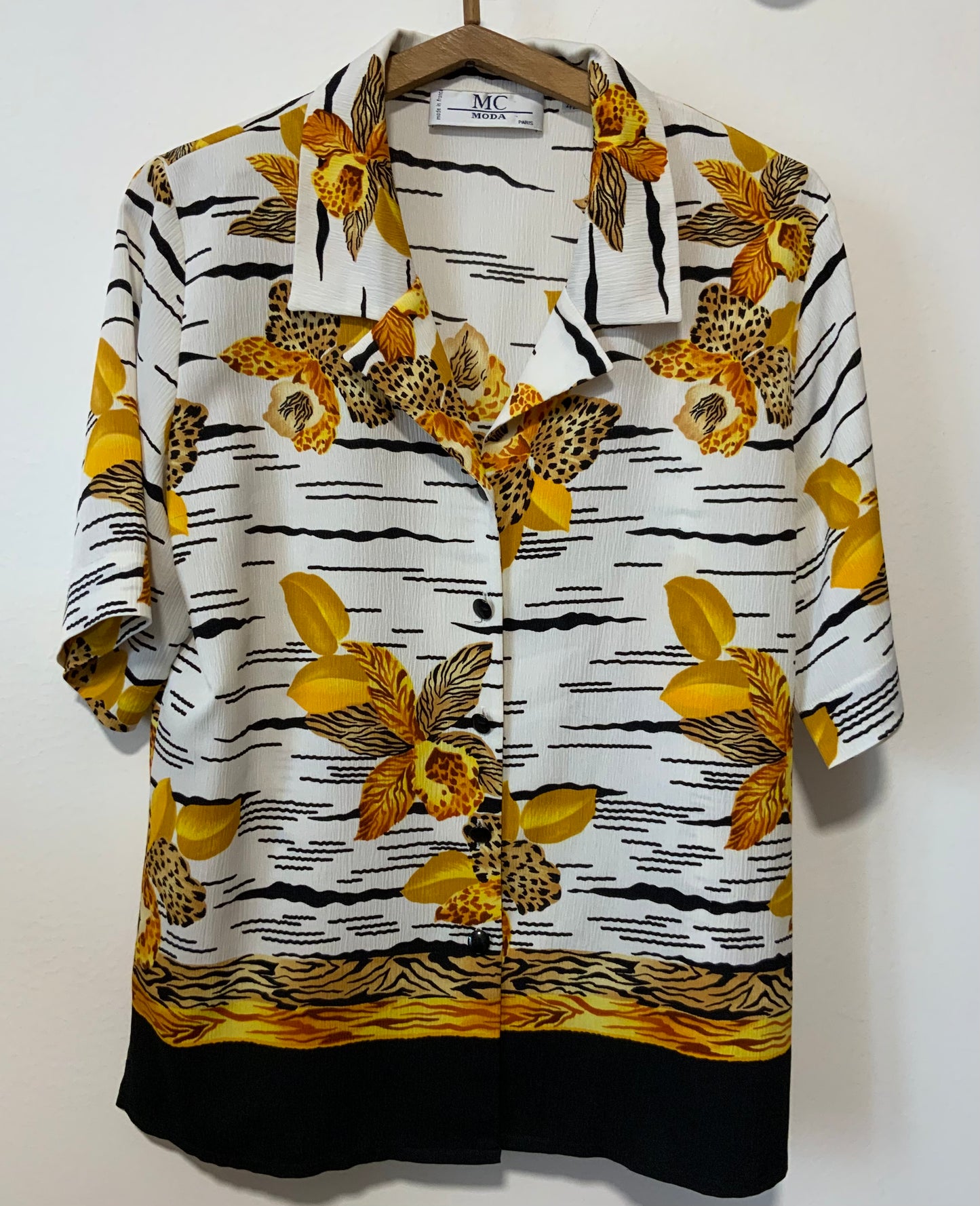 Chemisier à motifs Fleurs Oranges Vintage