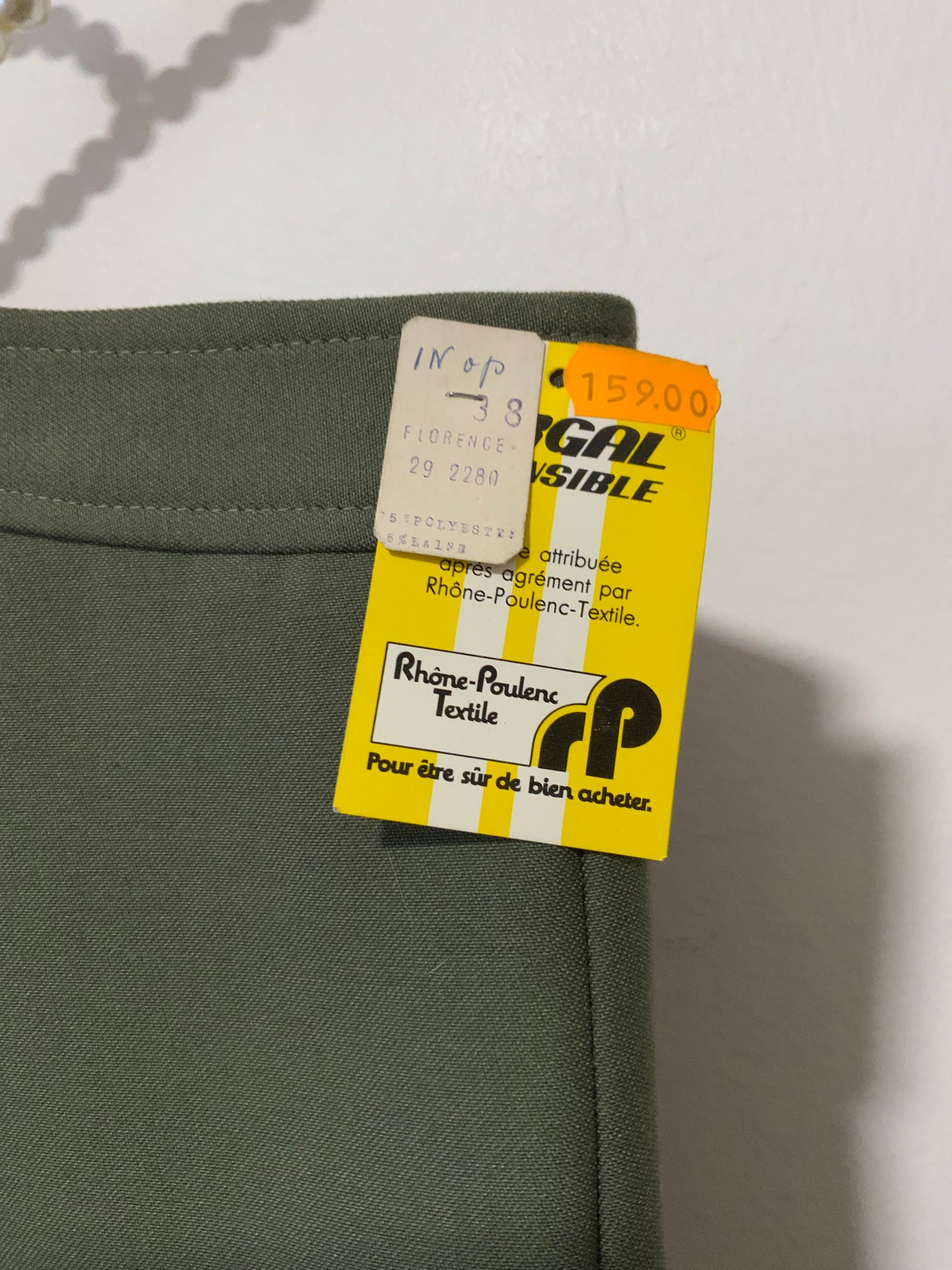 Pantalon Tergal 1970 Deadstock Forme Large Flare Kaki Laine