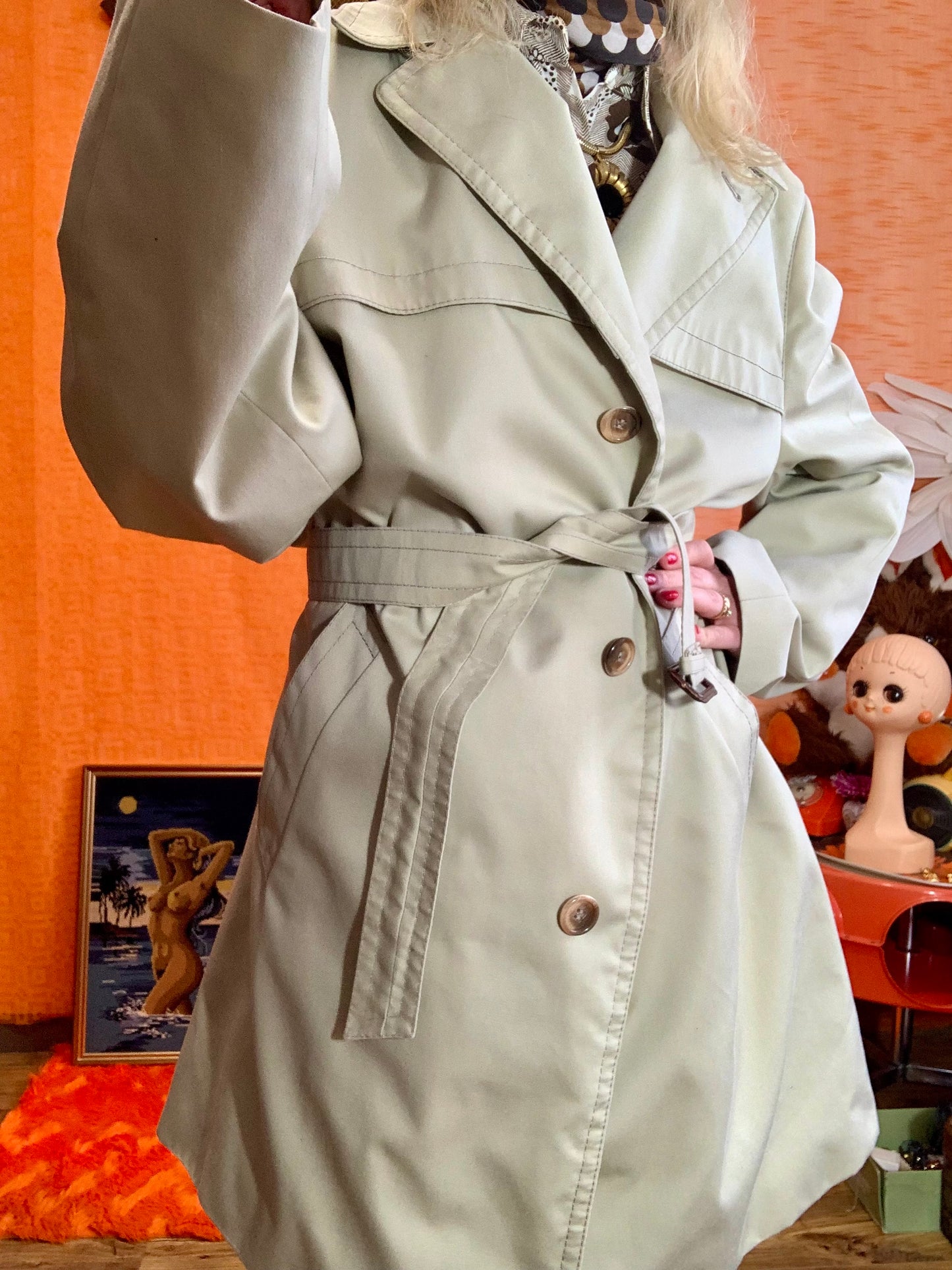 Trench Tergal Vintage Élégance 🌺