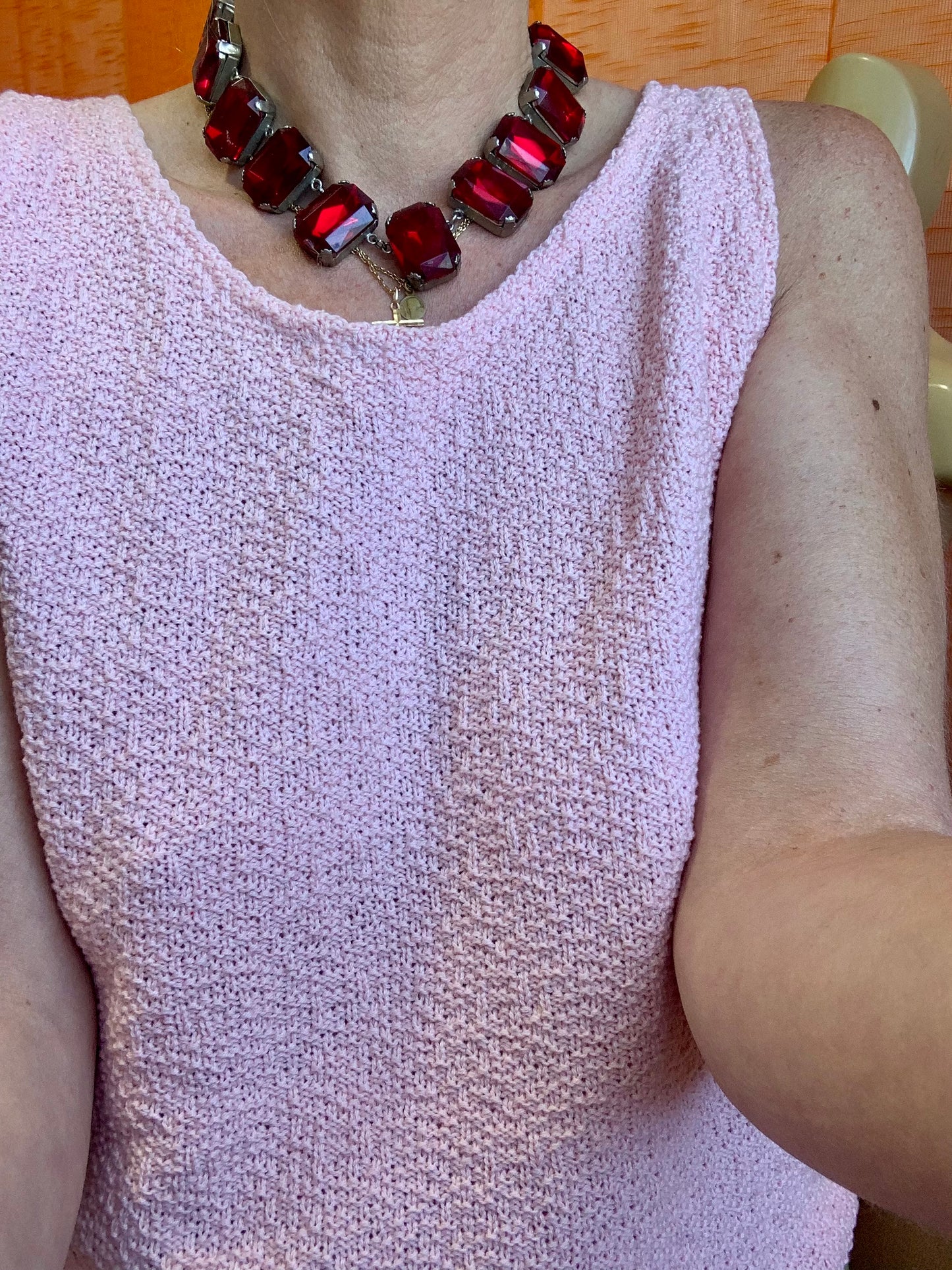 Collier grosses fausses pierres strass rouges Vintage 1990/2000