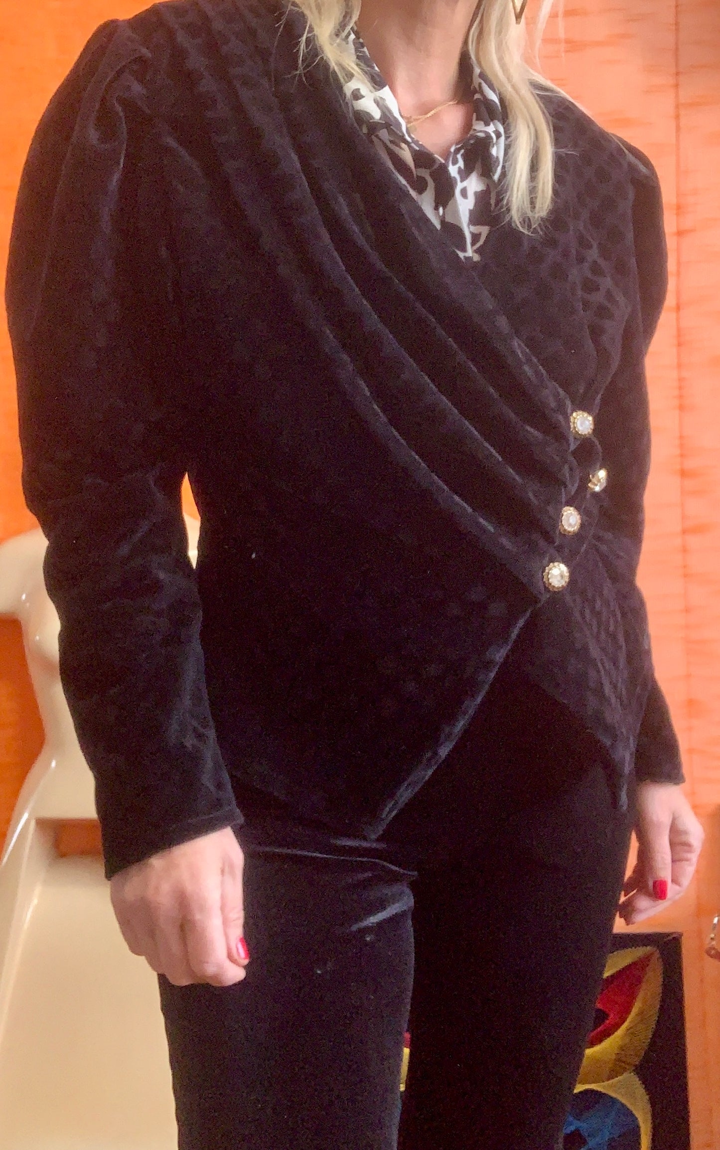 Veste impressionnante croisée Velours et EPaulettes Vintage 1980 France