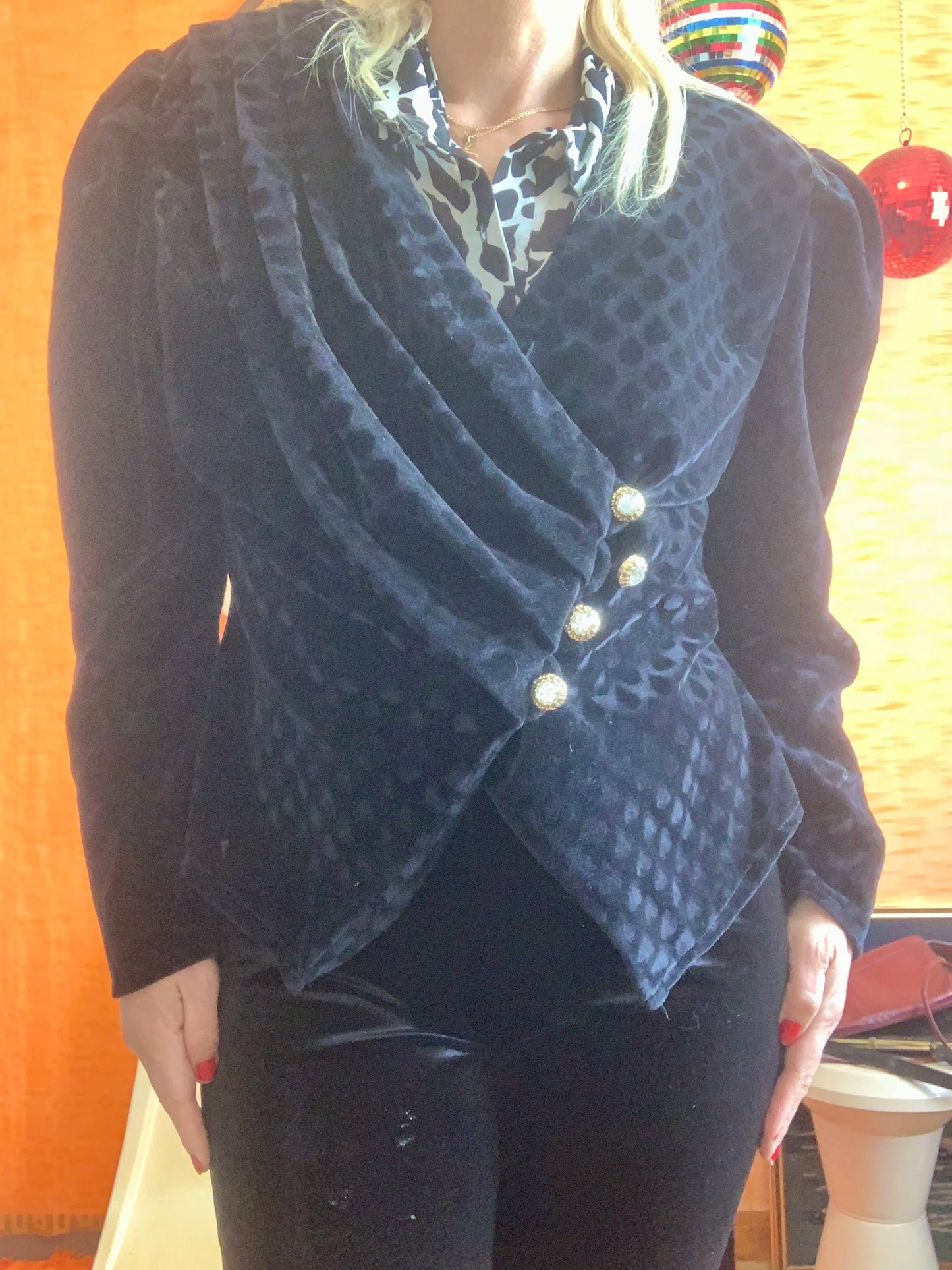 Veste impressionnante croisée Velours et EPaulettes Vintage 1980 France