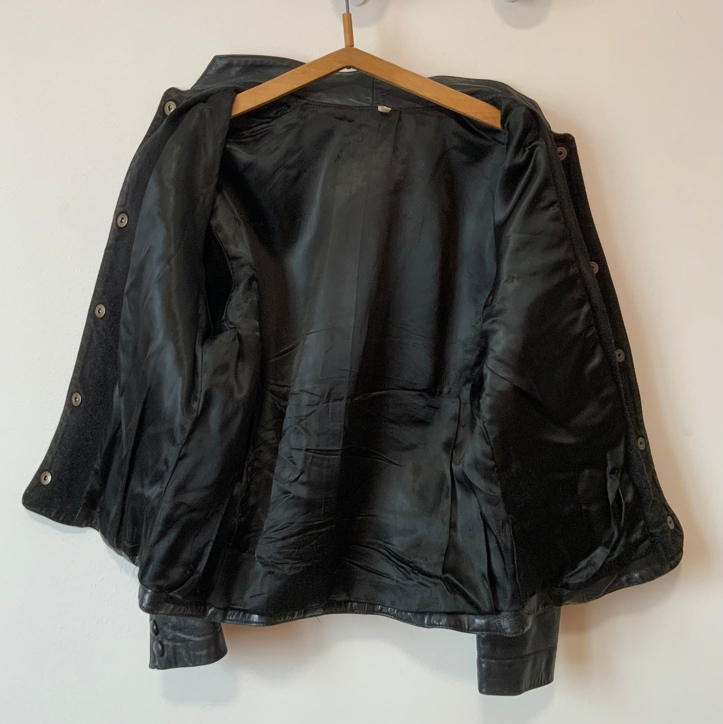 Veste en cuir et daim noir Original Vintage 1980
