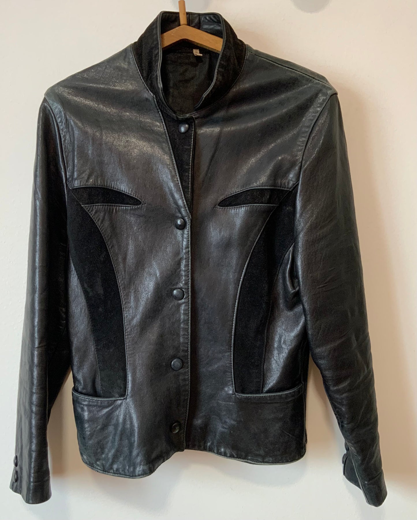 Veste en cuir et daim noir Original Vintage 1980