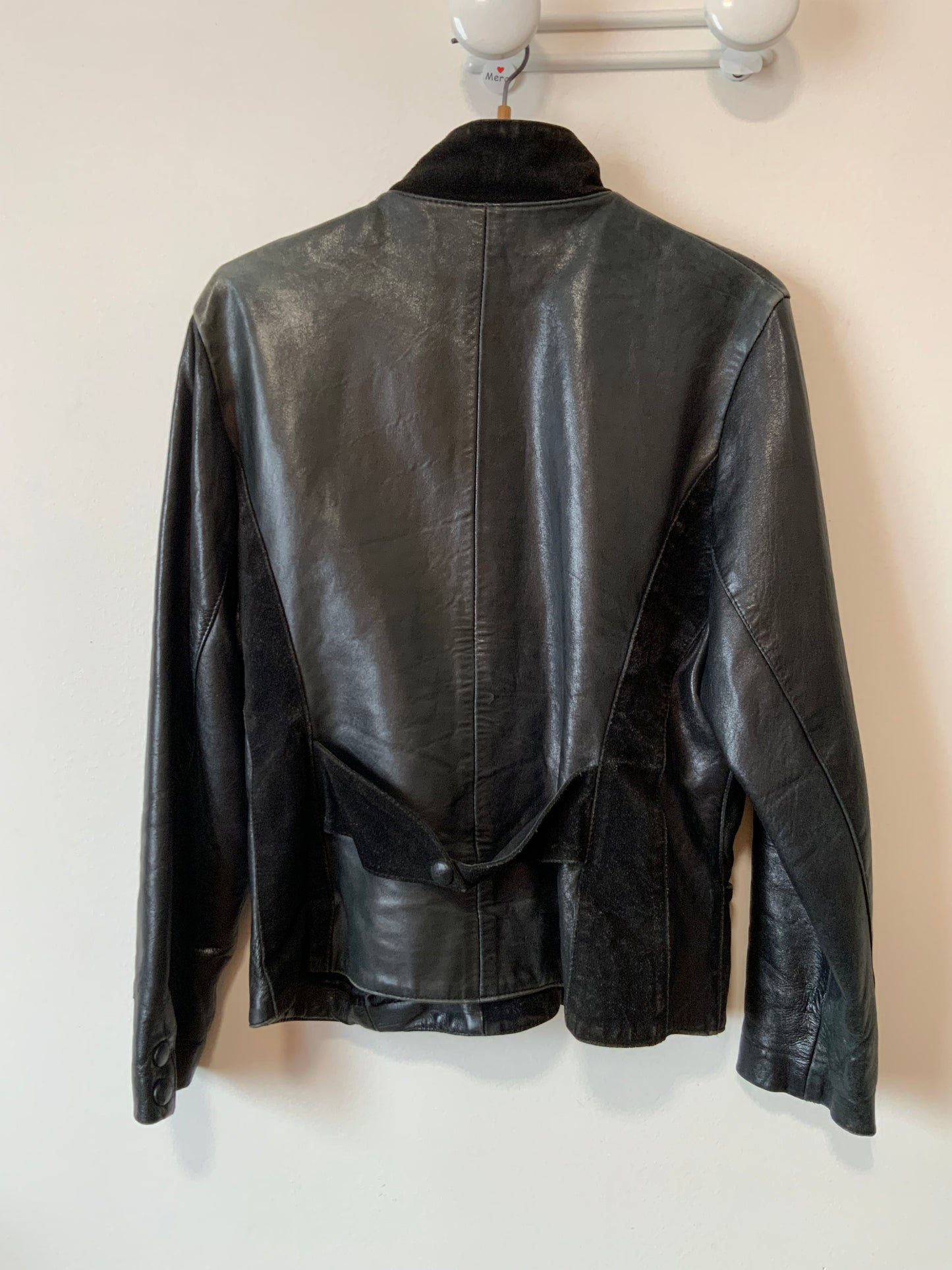 Veste en cuir et daim noir Original Vintage 1980