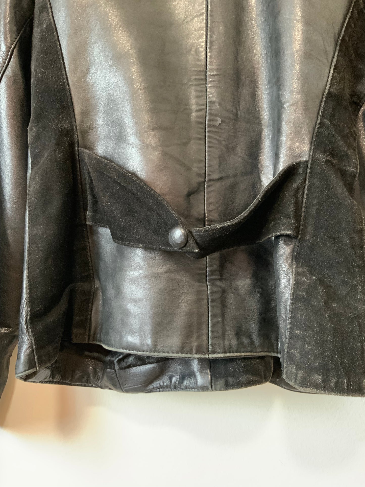 Veste en cuir et daim noir Original Vintage 1980