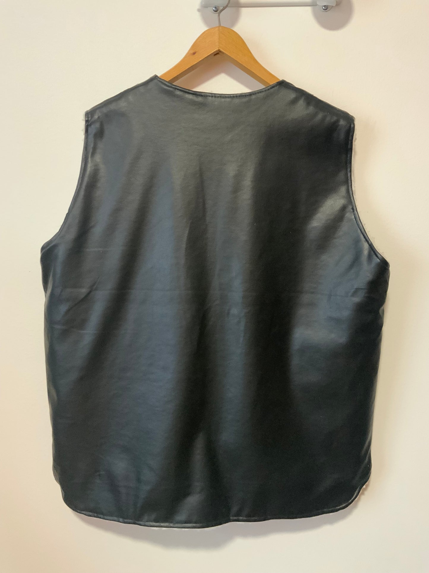 Blouson sans manche simili cuir noir Vintage