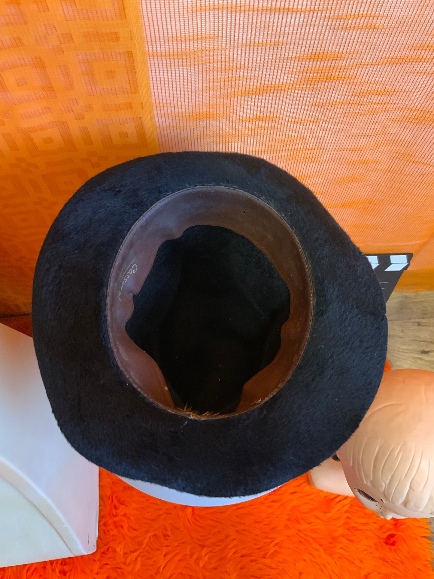 Chapeau façon Borsalino taupé Vintage Ancien Bruder Bohm