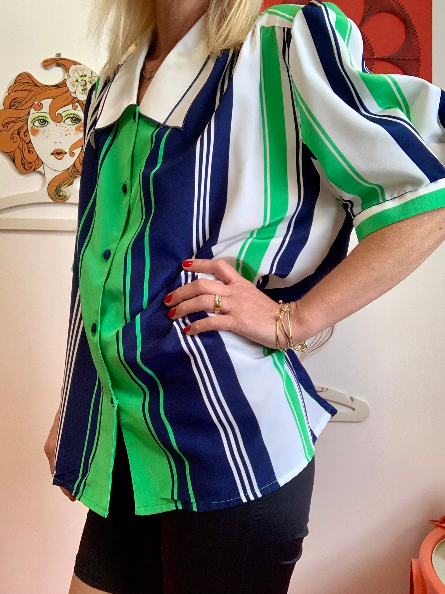 Superbe Chemisier Rayures Vintage 1980 Chic
