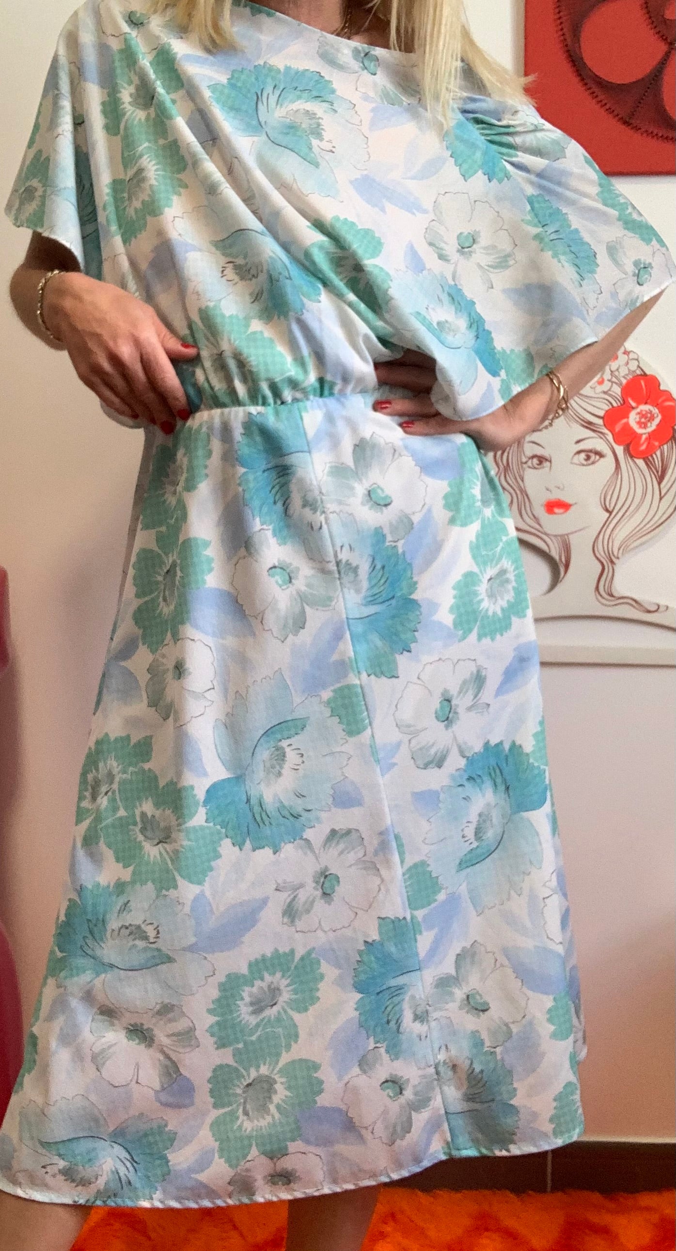 Robe À fleurs Vintage 1980 Forme Large