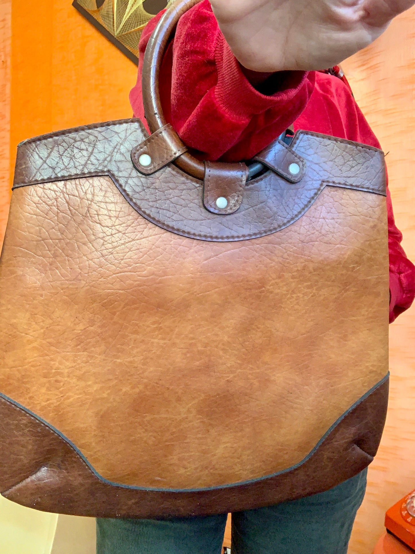 Grand sac à main Cabas Cuir Original Vintage