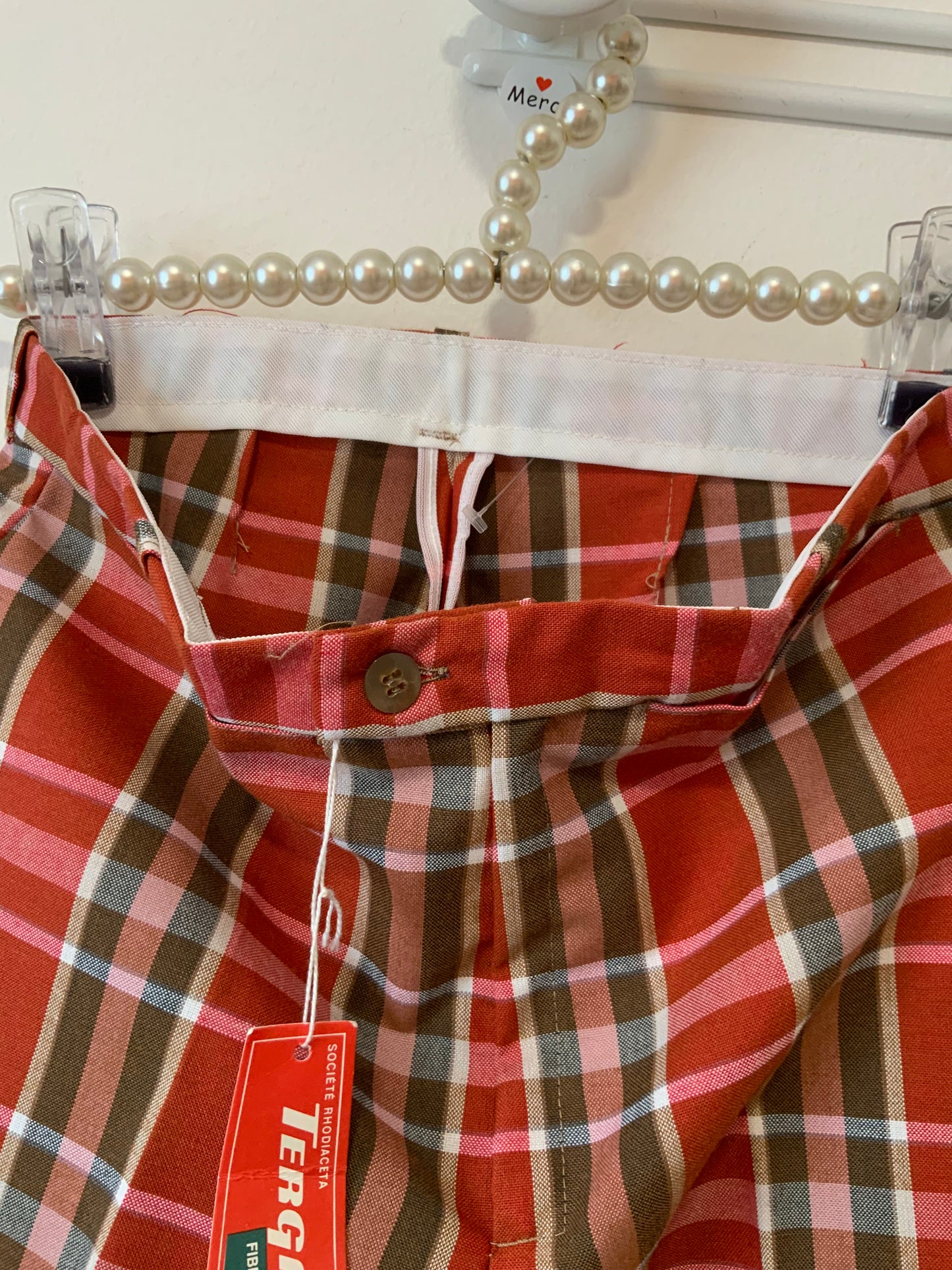 Superbe Pantalon Flare a carreaux Tergal Neuf Vintage 1970