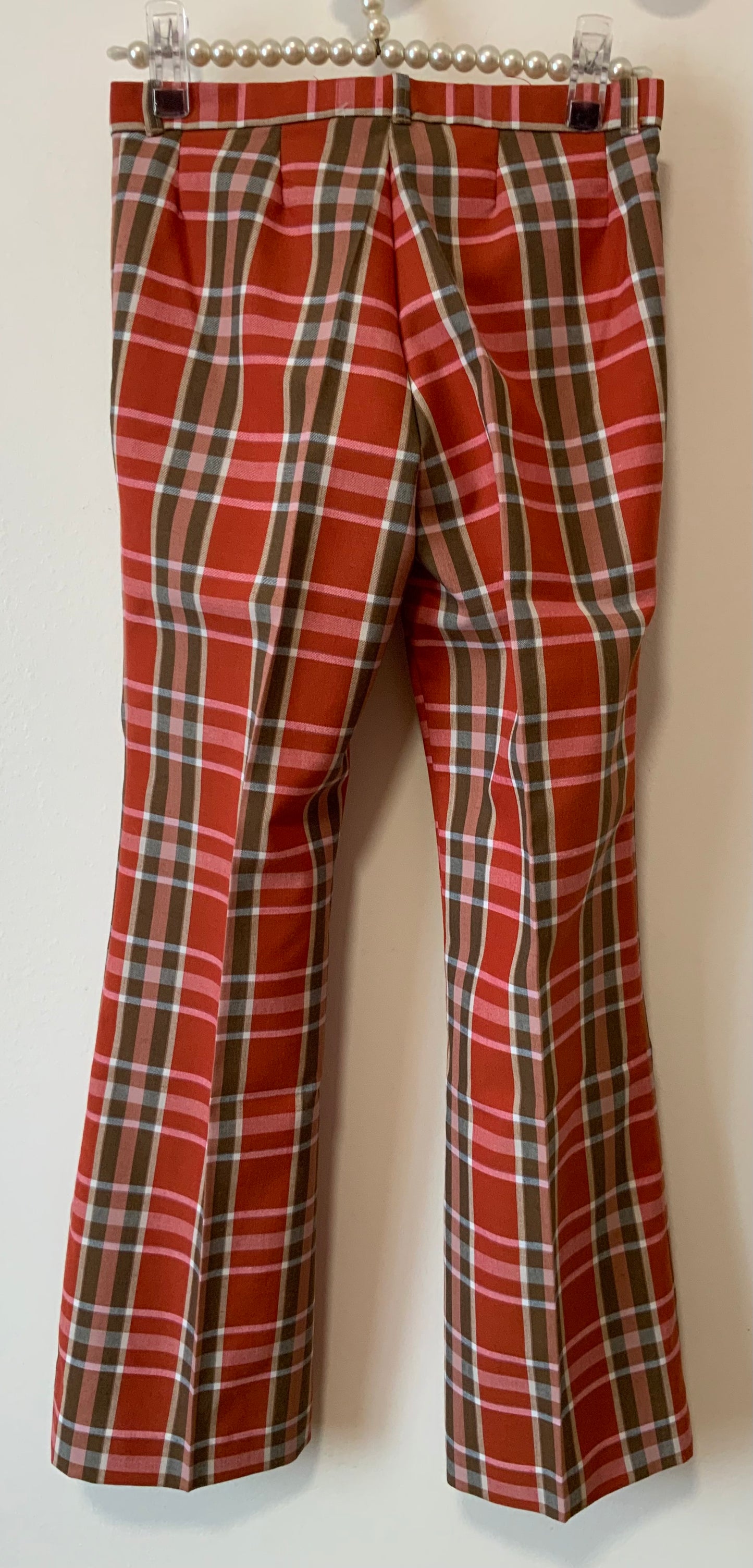Superbe Pantalon Flare a carreaux Tergal Neuf Vintage 1970
