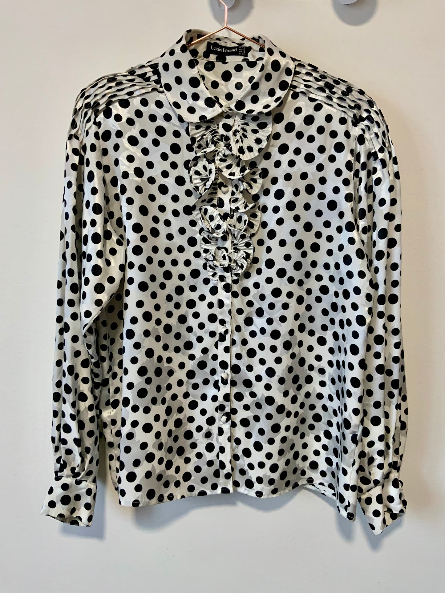 Chemisier Louis Feraud a petits pois Epaulettes Vintage