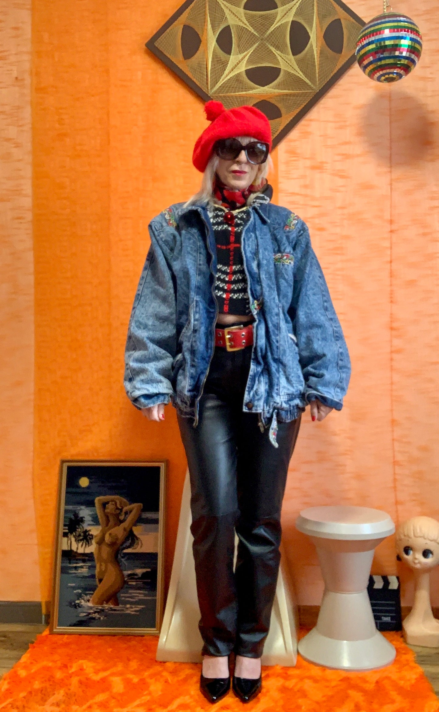 Rare et Sublime gros blouson en Denim Jean neige Vintage 1980