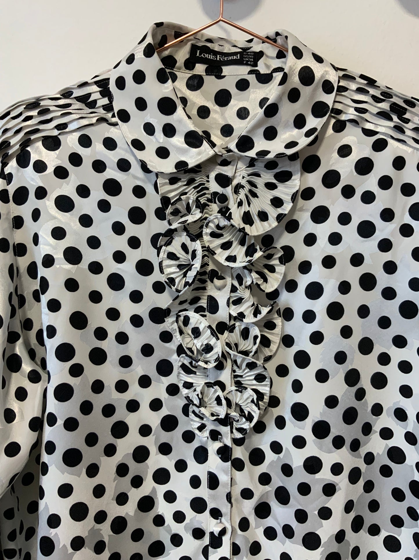 Chemisier Louis Feraud a petits pois Epaulettes Vintage