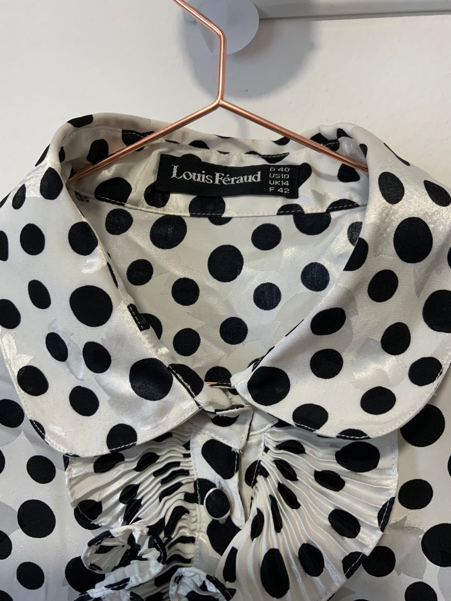 Chemisier Louis Feraud a petits pois Epaulettes Vintage