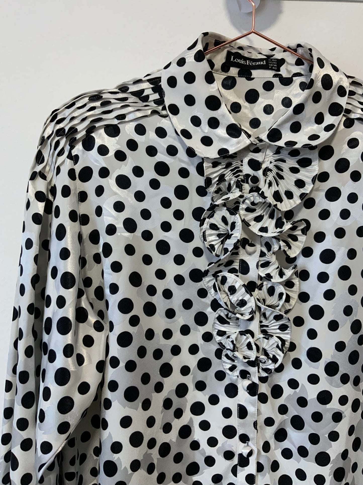 Chemisier Louis Feraud a petits pois Epaulettes Vintage