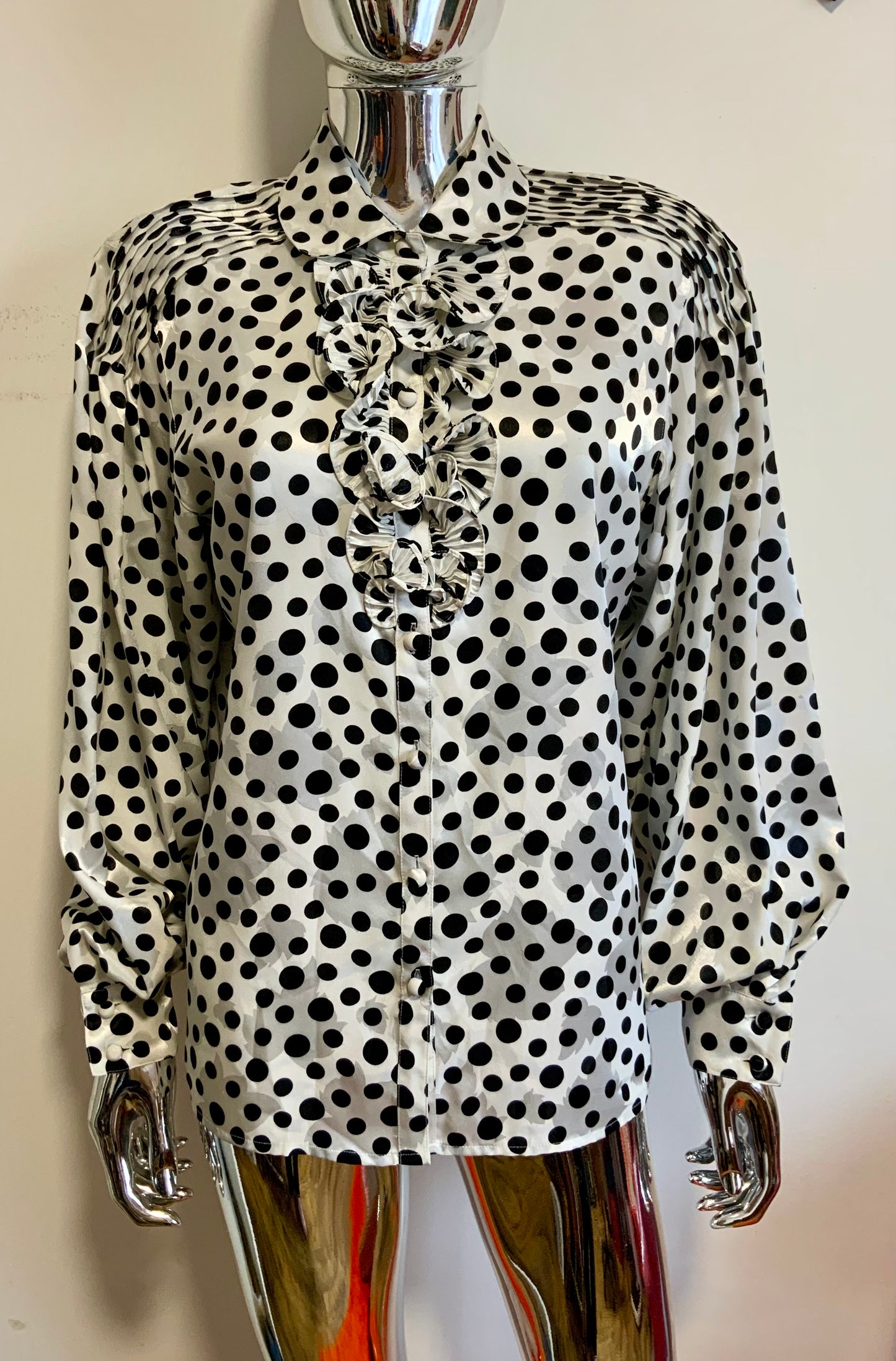 Chemisier Louis Feraud a petits pois Epaulettes Vintage