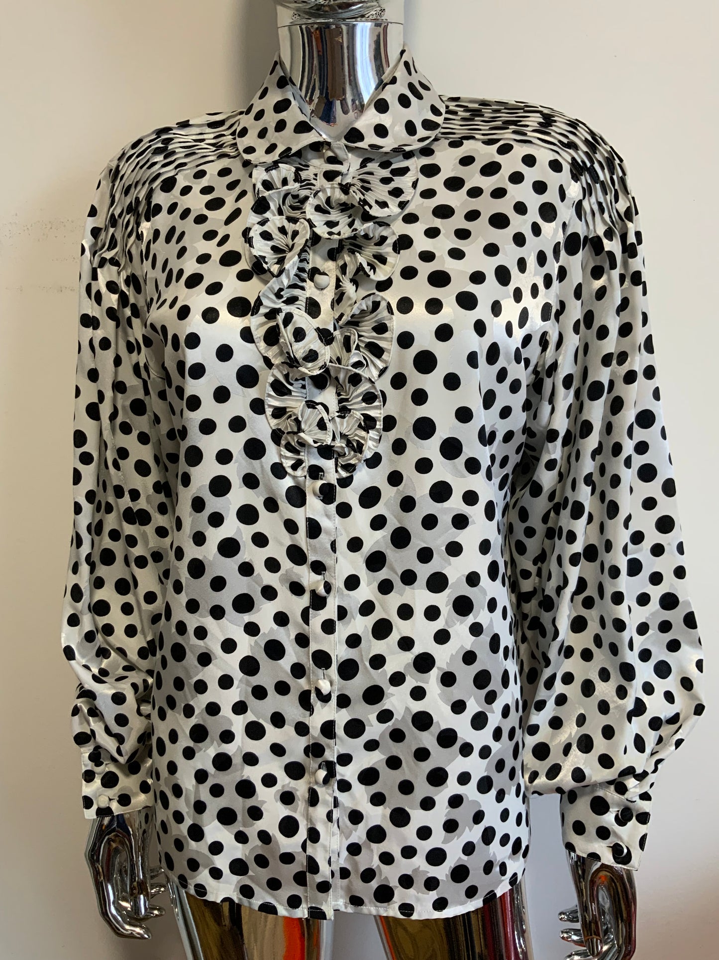 Chemisier Louis Feraud a petits pois Epaulettes Vintage