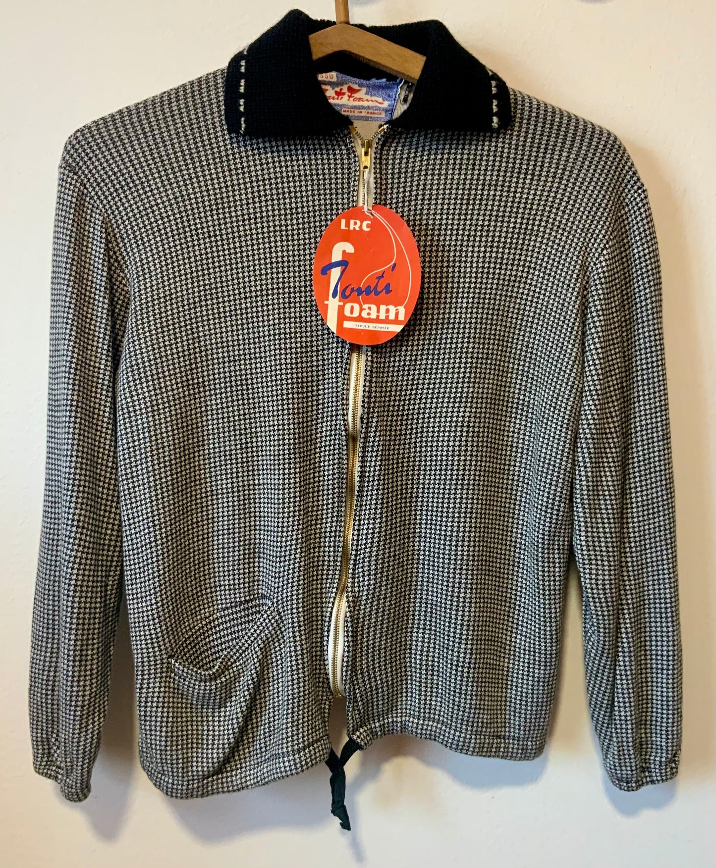 Blouson a carreaux VichyNoir avec col Deadstock 1970