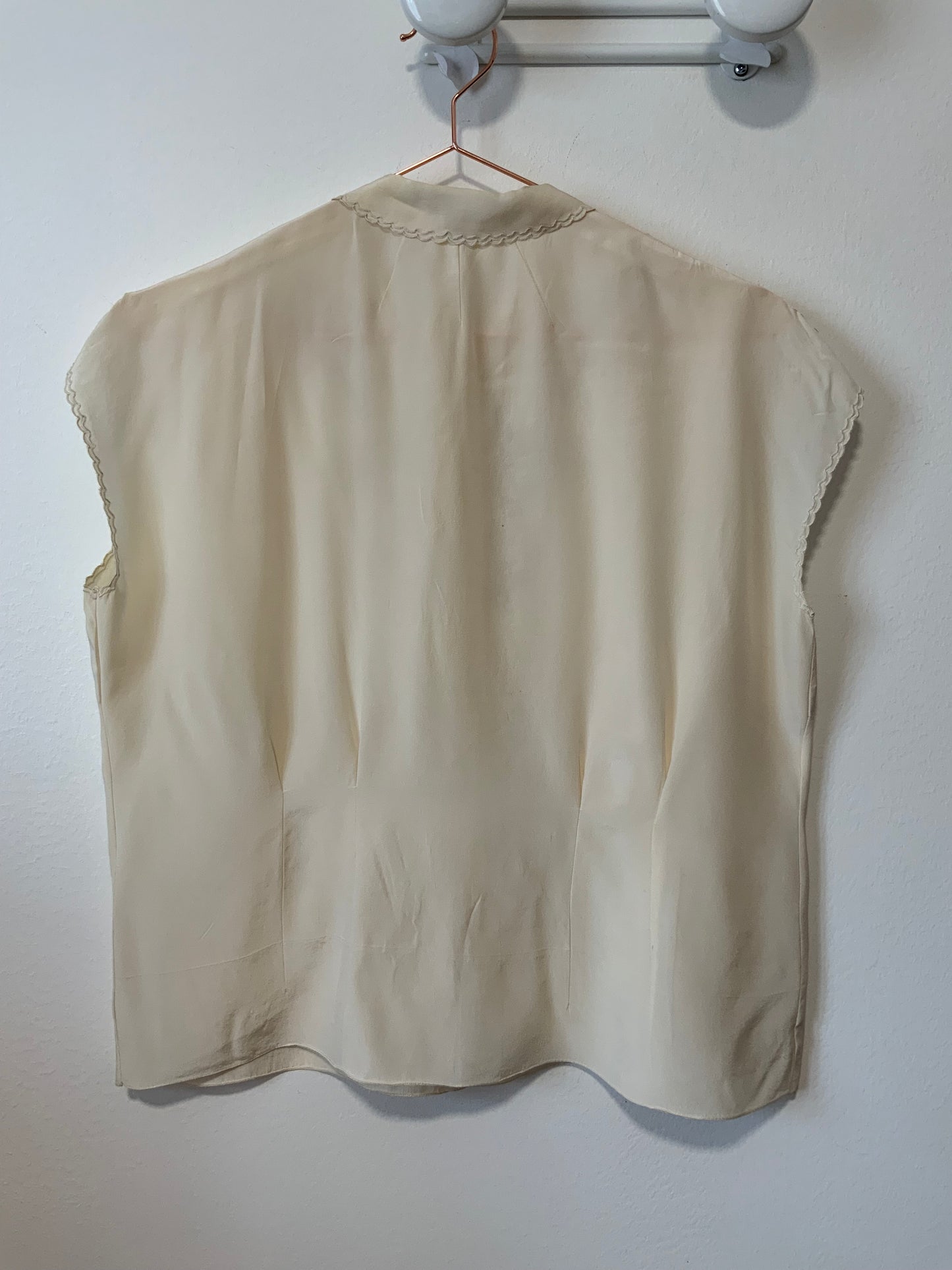 Chemisier Soie Broderies fines Ajourées Fait Main Vintage Elegance