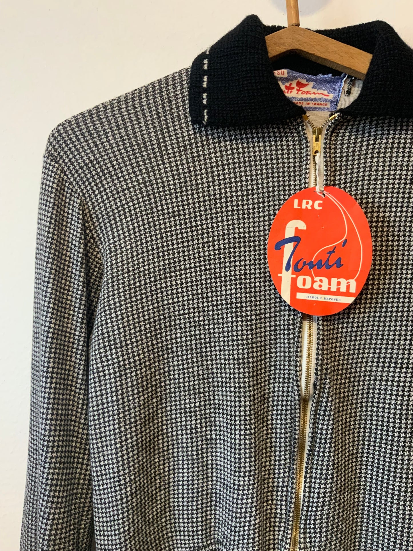 Blouson a carreaux VichyNoir avec col Deadstock 1970
