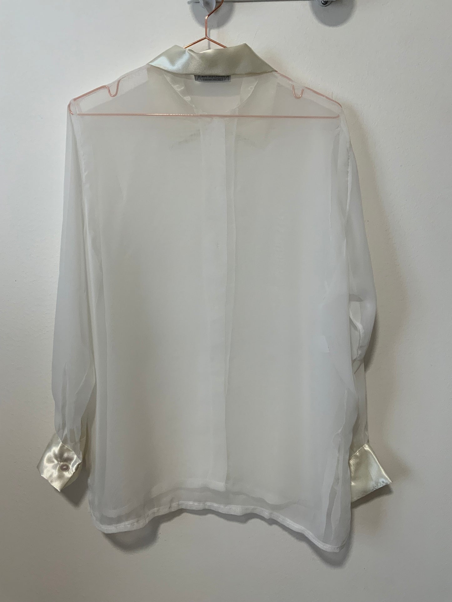 Chemise Voile Blanc et Satiné Vintage 1990 France