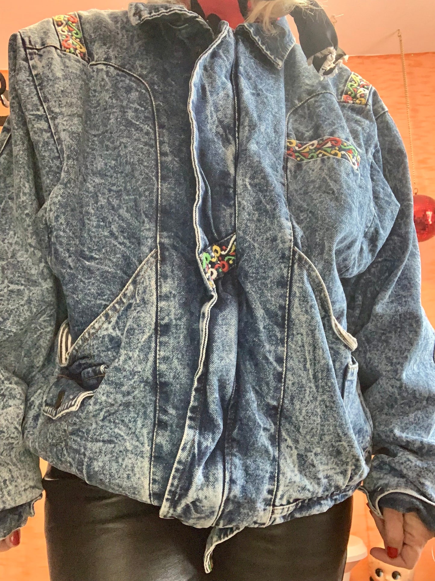 Rare et Sublime gros blouson en Denim Jean neige Vintage 1980