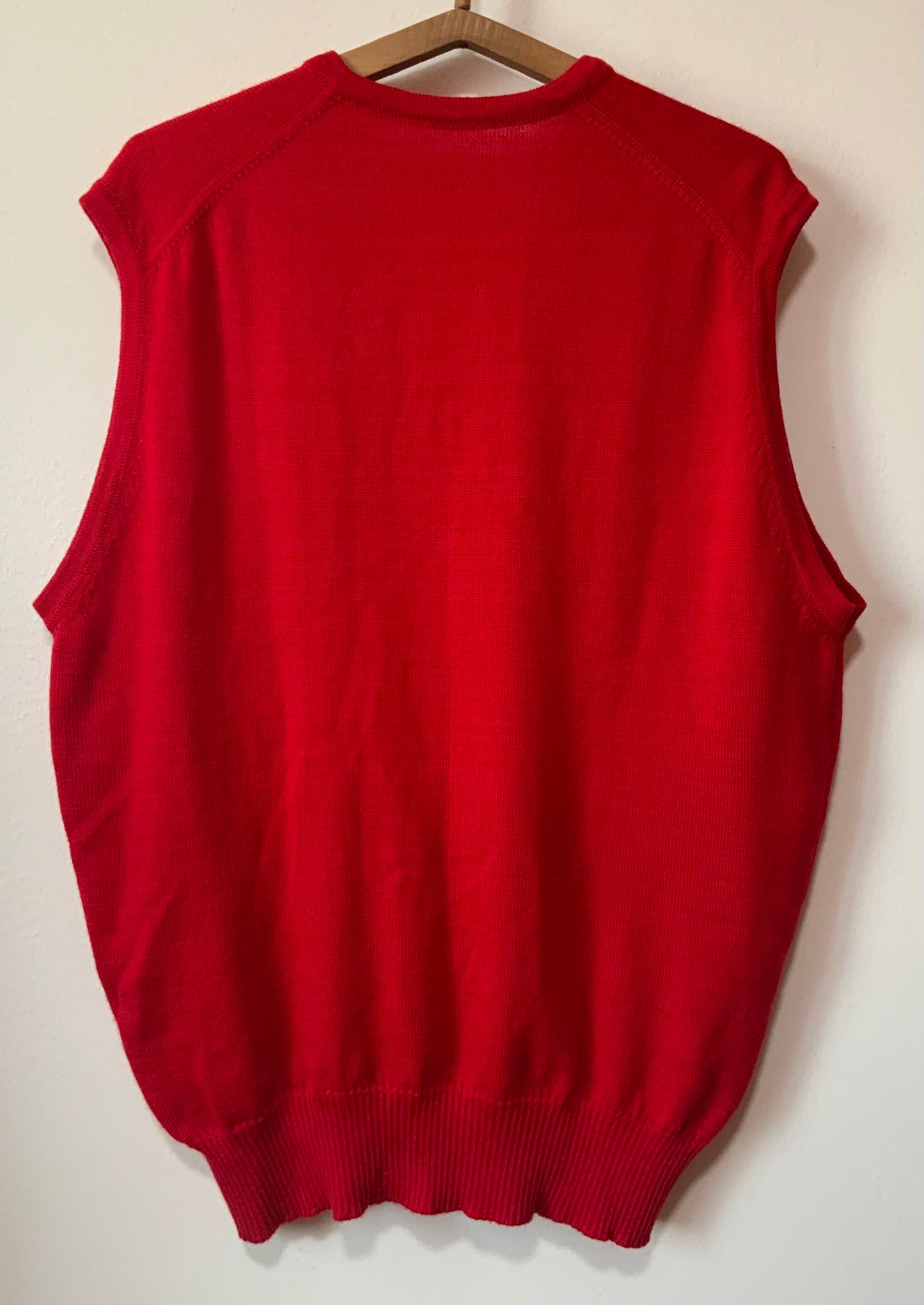 Pull sans manche Rouge pure laine vierge Vintage