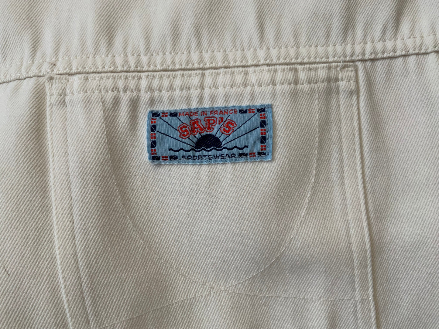 Short Jean Denim Blanc 1980 Vintage France