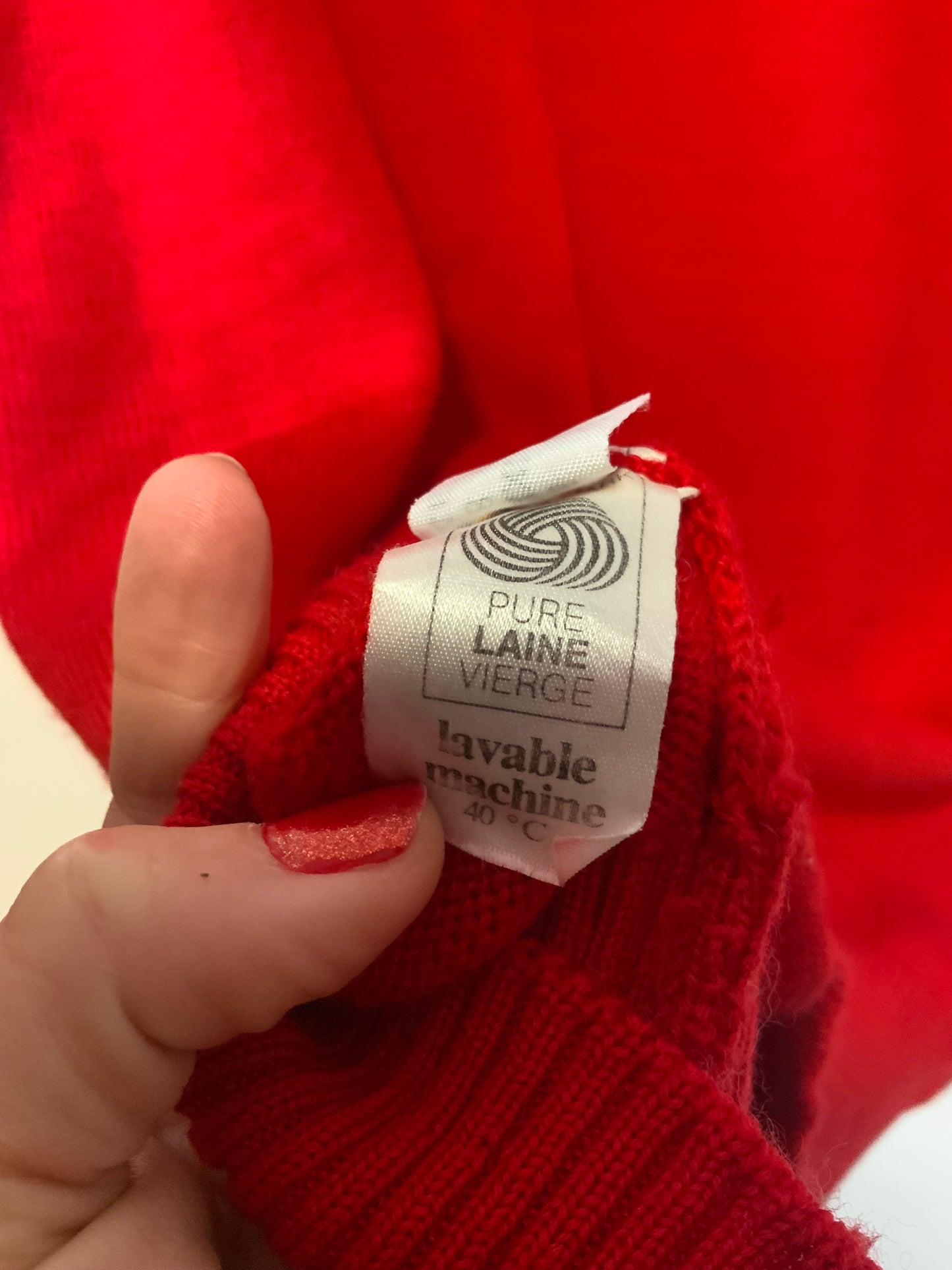 Pull sans manche Rouge pure laine vierge Vintage