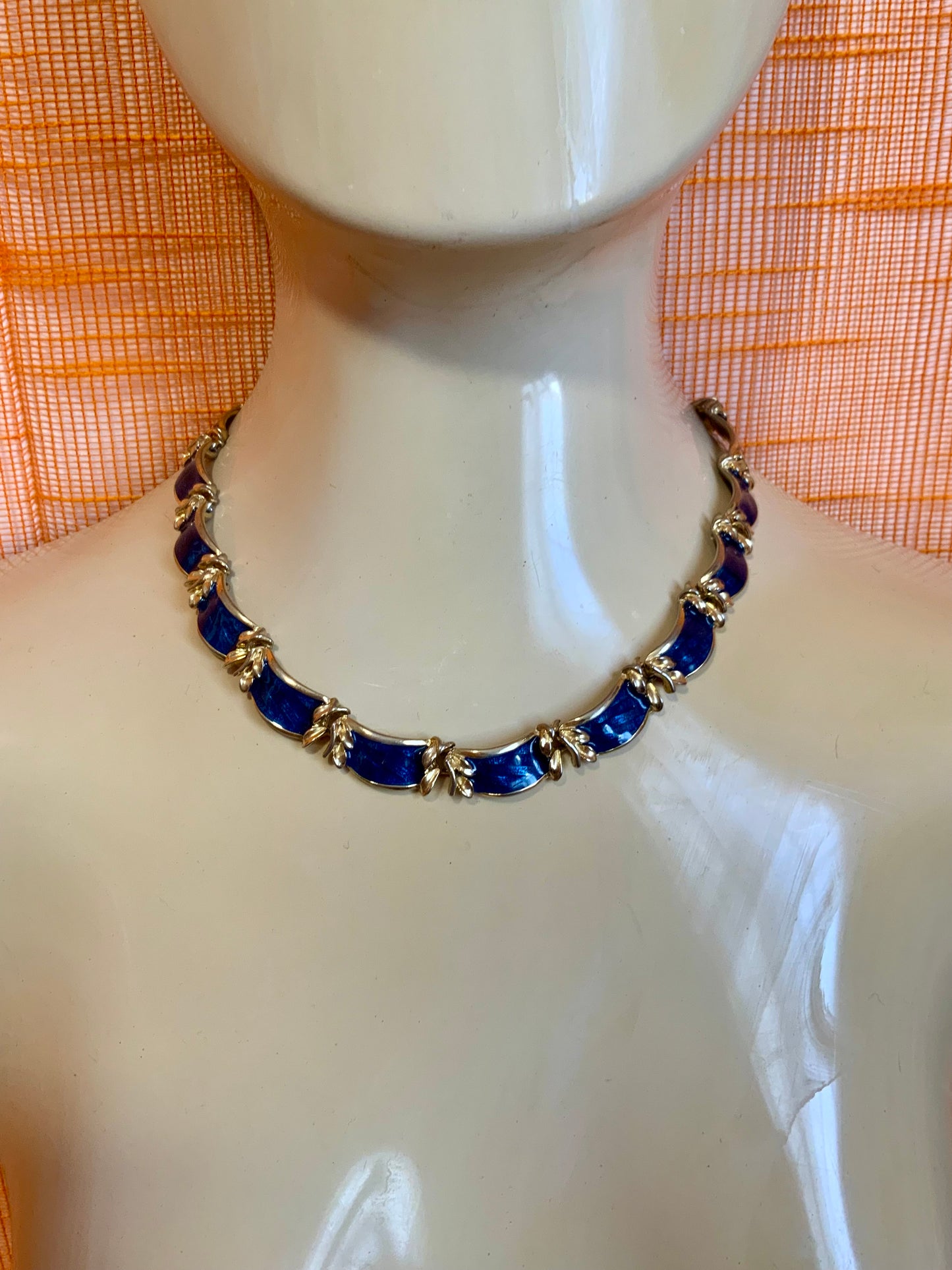 Collier Metal bleu Vintage 1990 Élégance