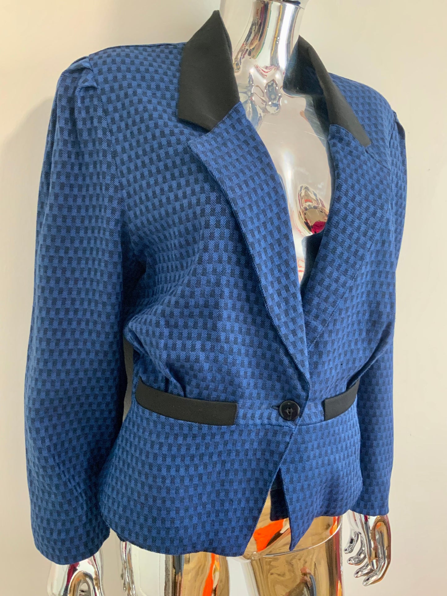 Veste Cintrée Élégante Vintage Made in France à carreaux Chic -