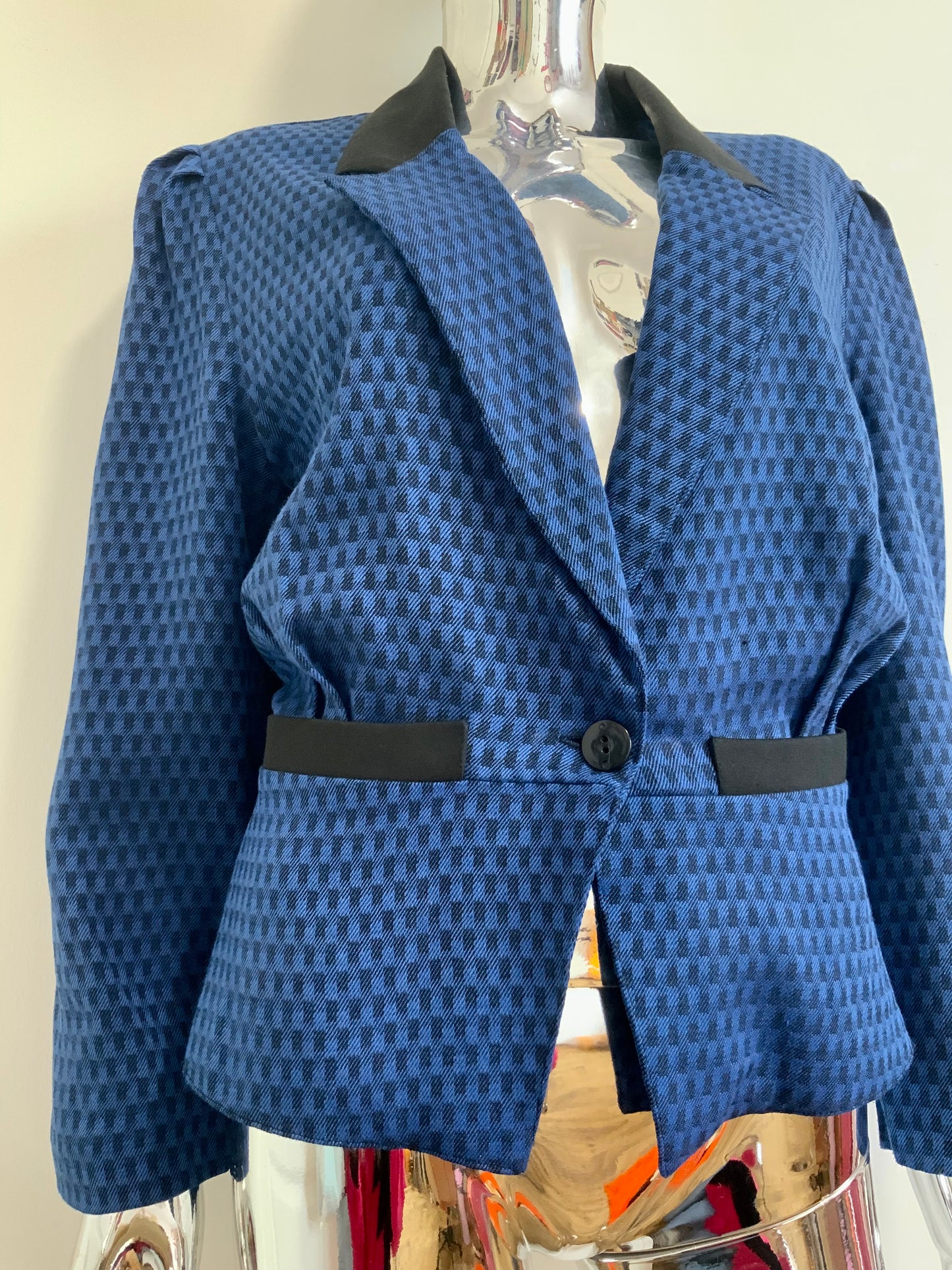 Veste Cintrée Élégante Vintage Made in France à carreaux Chic -