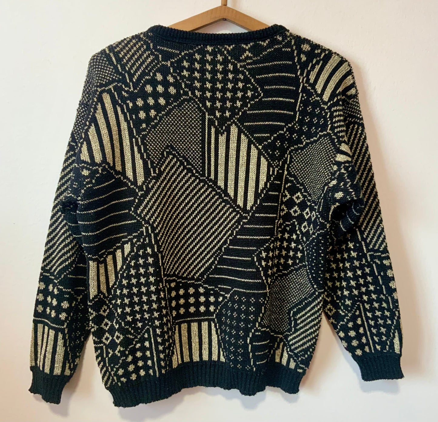 Pull Paillettes dorées Vintage 1980 France
