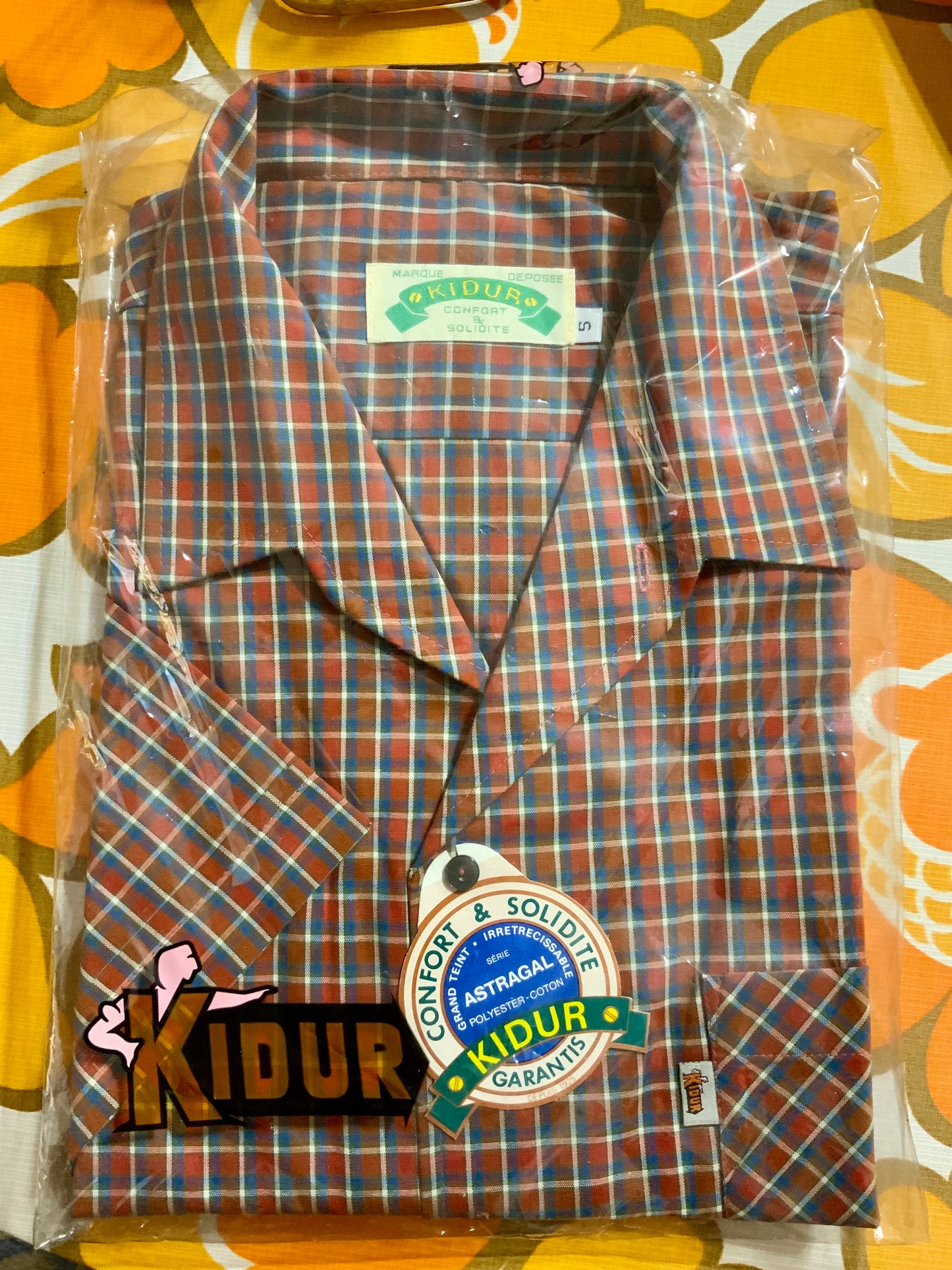 Chemise à Carreaux Deadstock 1980 Vintage Kidur France