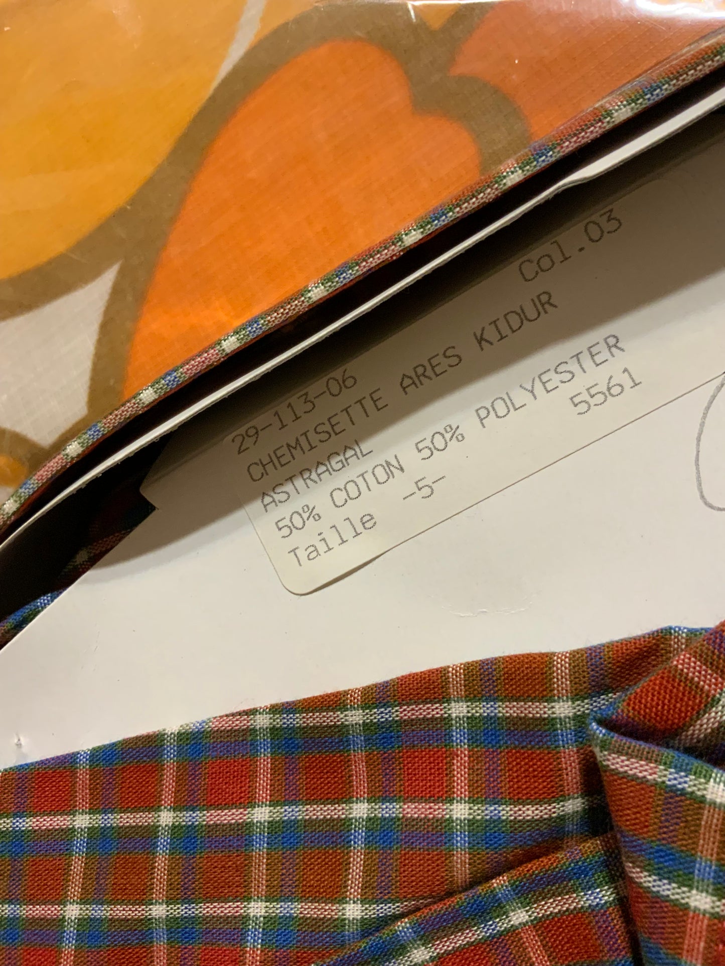 Chemise à Carreaux Deadstock 1980 Vintage Kidur France