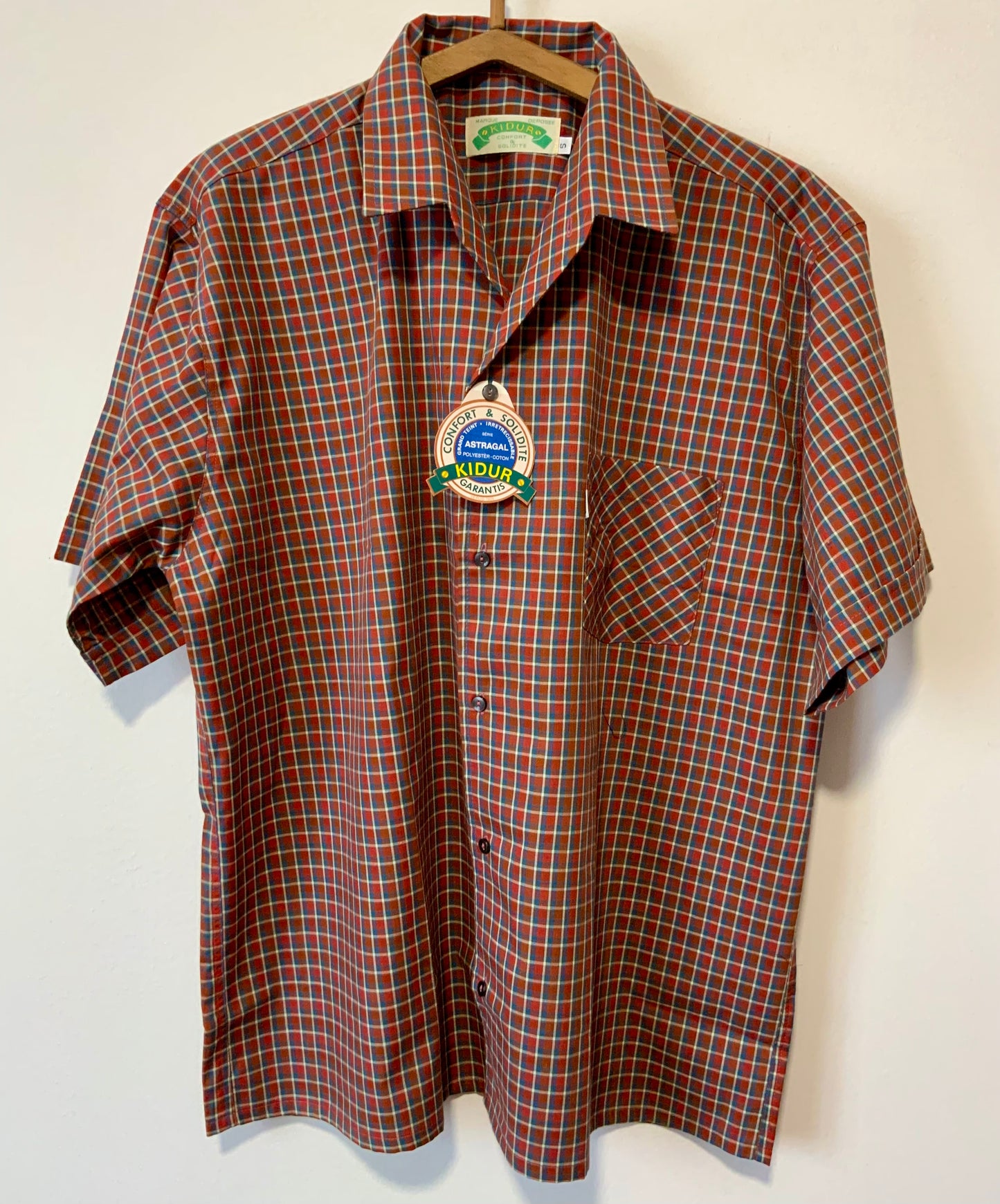 Chemise à Carreaux Deadstock 1980 Vintage Kidur France