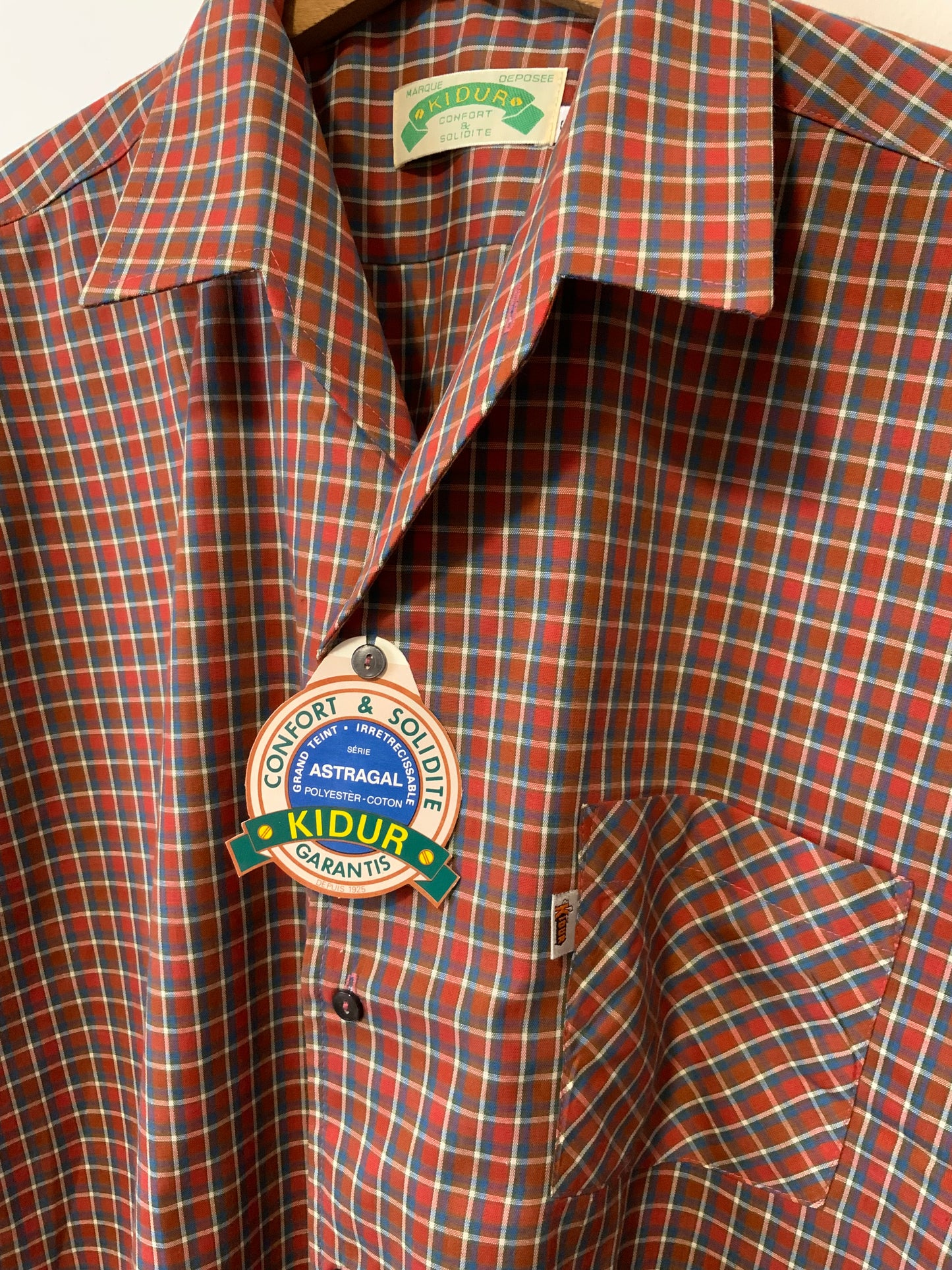 Chemise à Carreaux Deadstock 1980 Vintage Kidur France