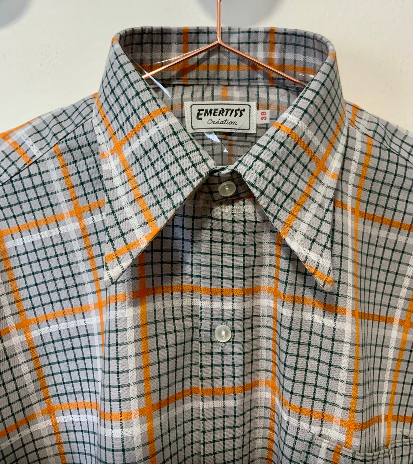 Chemise à carreaux 1970/80 Neuve Deadstock Vintage Creation France