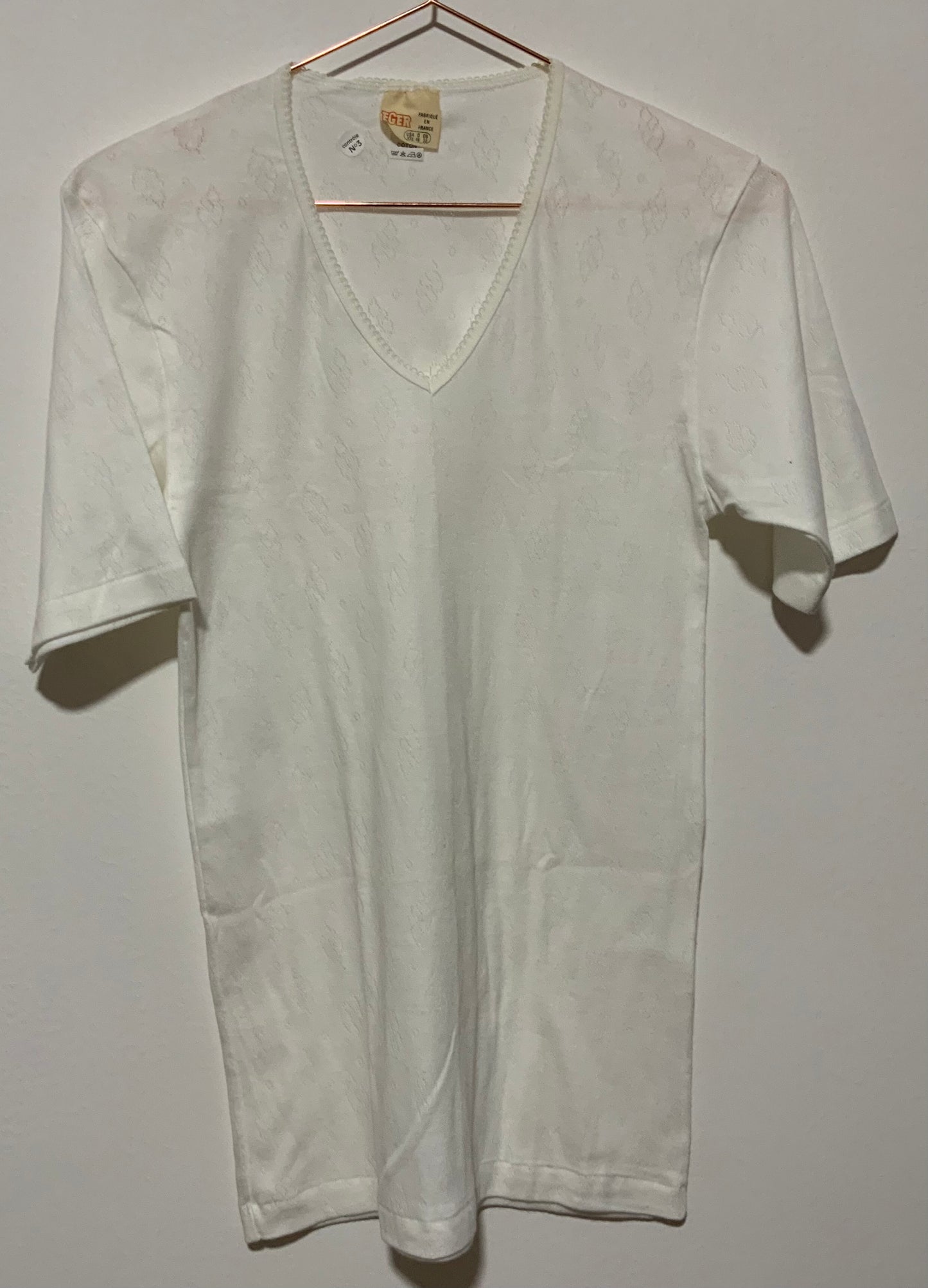 Tee shirt Blanc Coton Neuf Deadstock 1970 Made in France