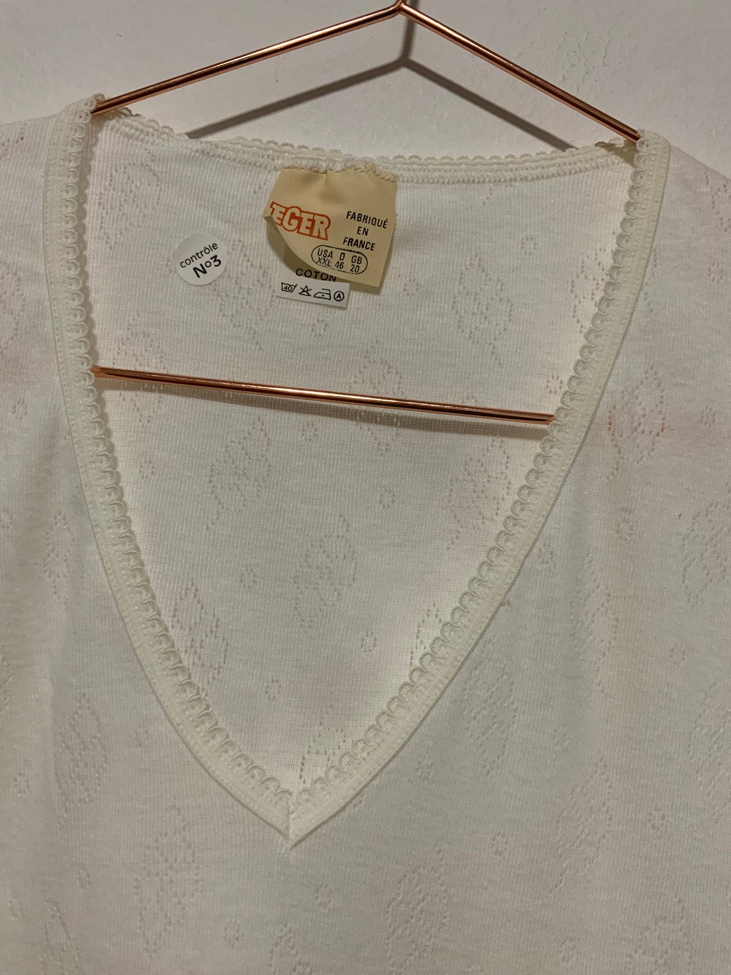 Tee shirt Blanc Coton Neuf Deadstock 1970 Made in France