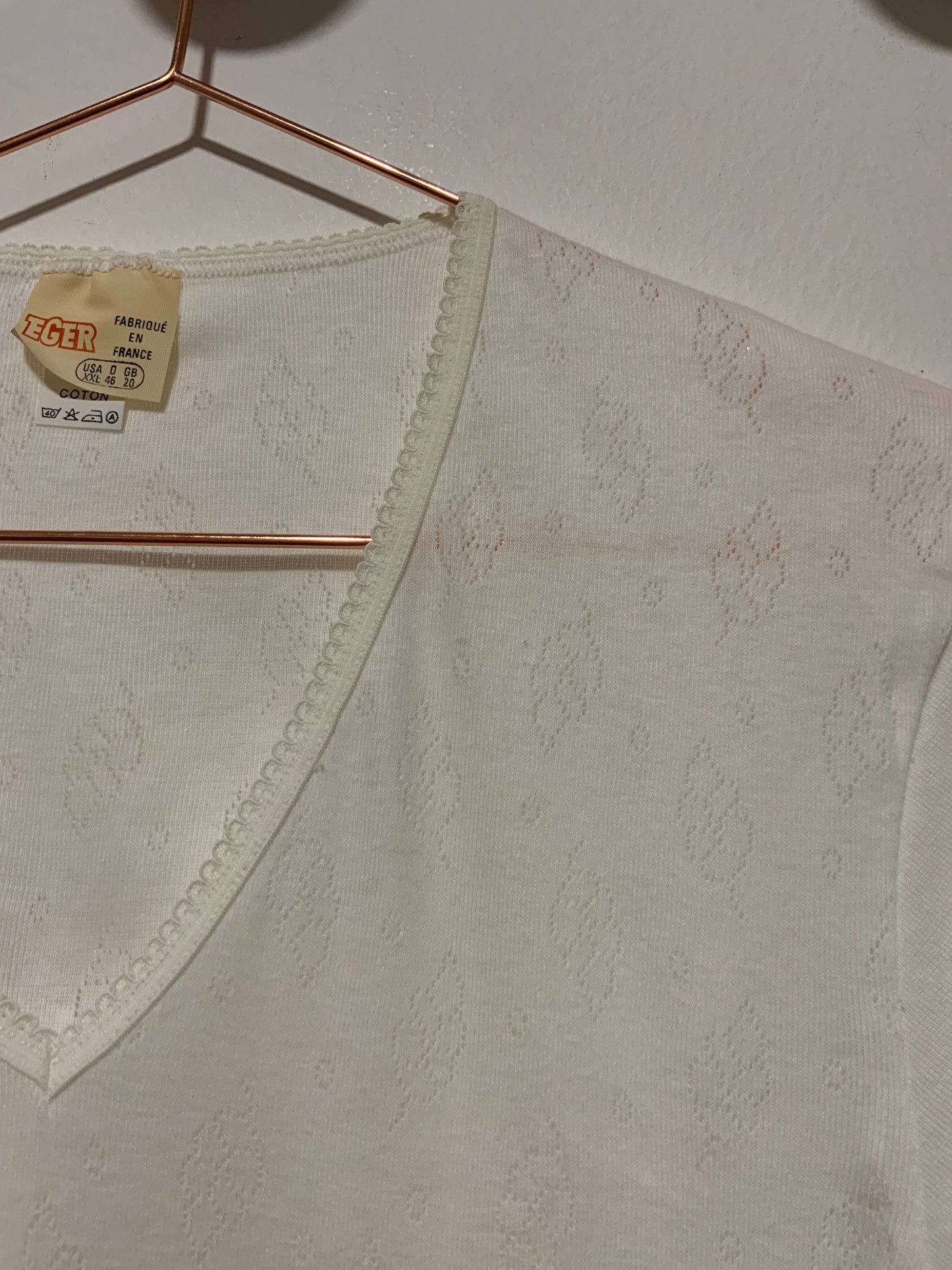 Tee shirt Blanc Coton Neuf Deadstock 1970 Made in France