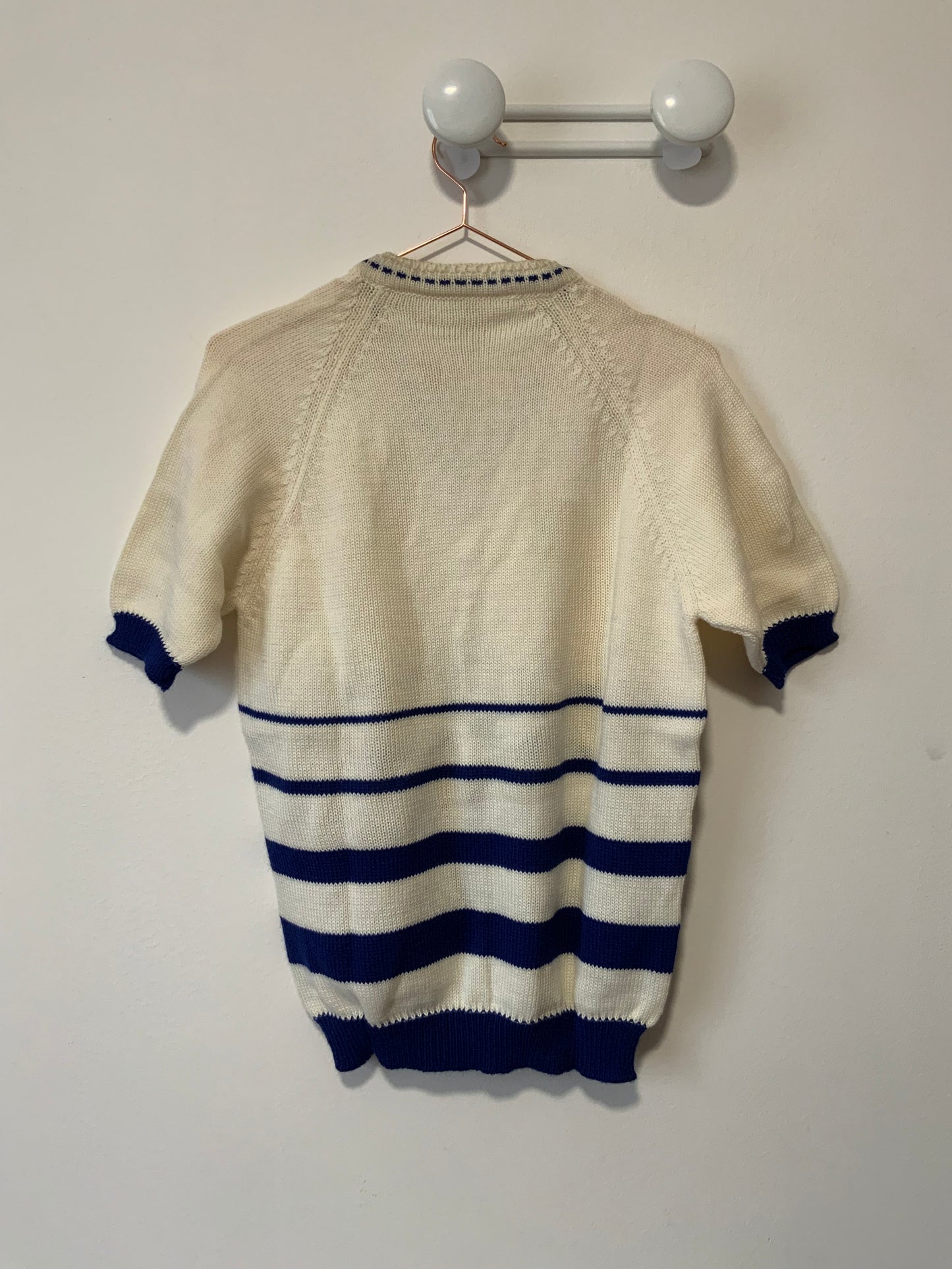 Pull Marinière laine tricoté main à rayures Made in France 1970 Deadstock Vintage