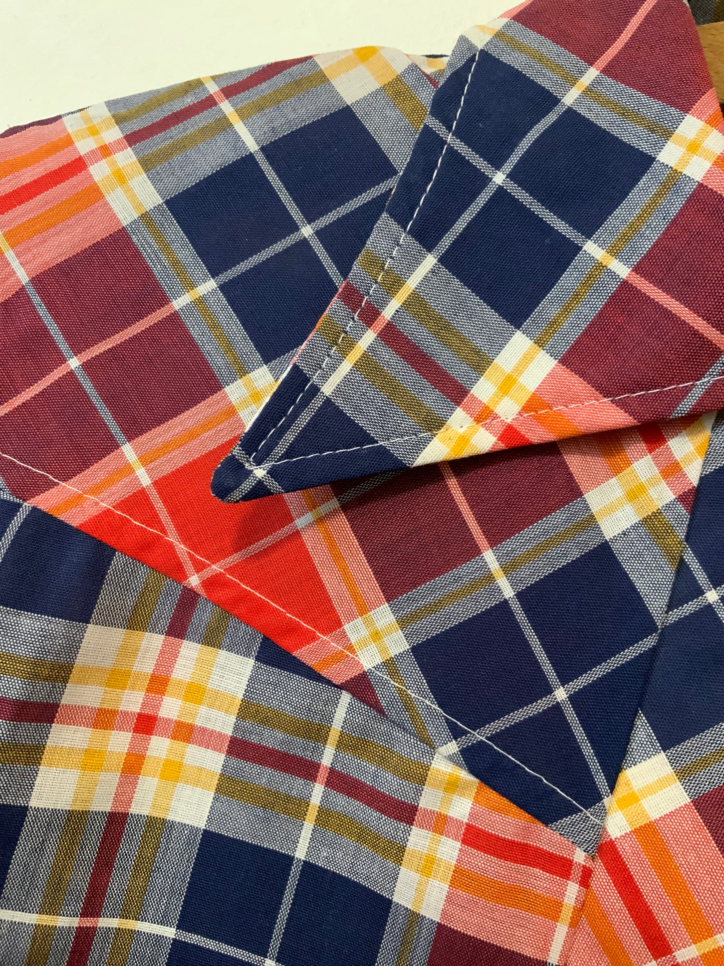 Superbe chemise à carreaux col pelle à tartes Deadstock 1970 Vintage France