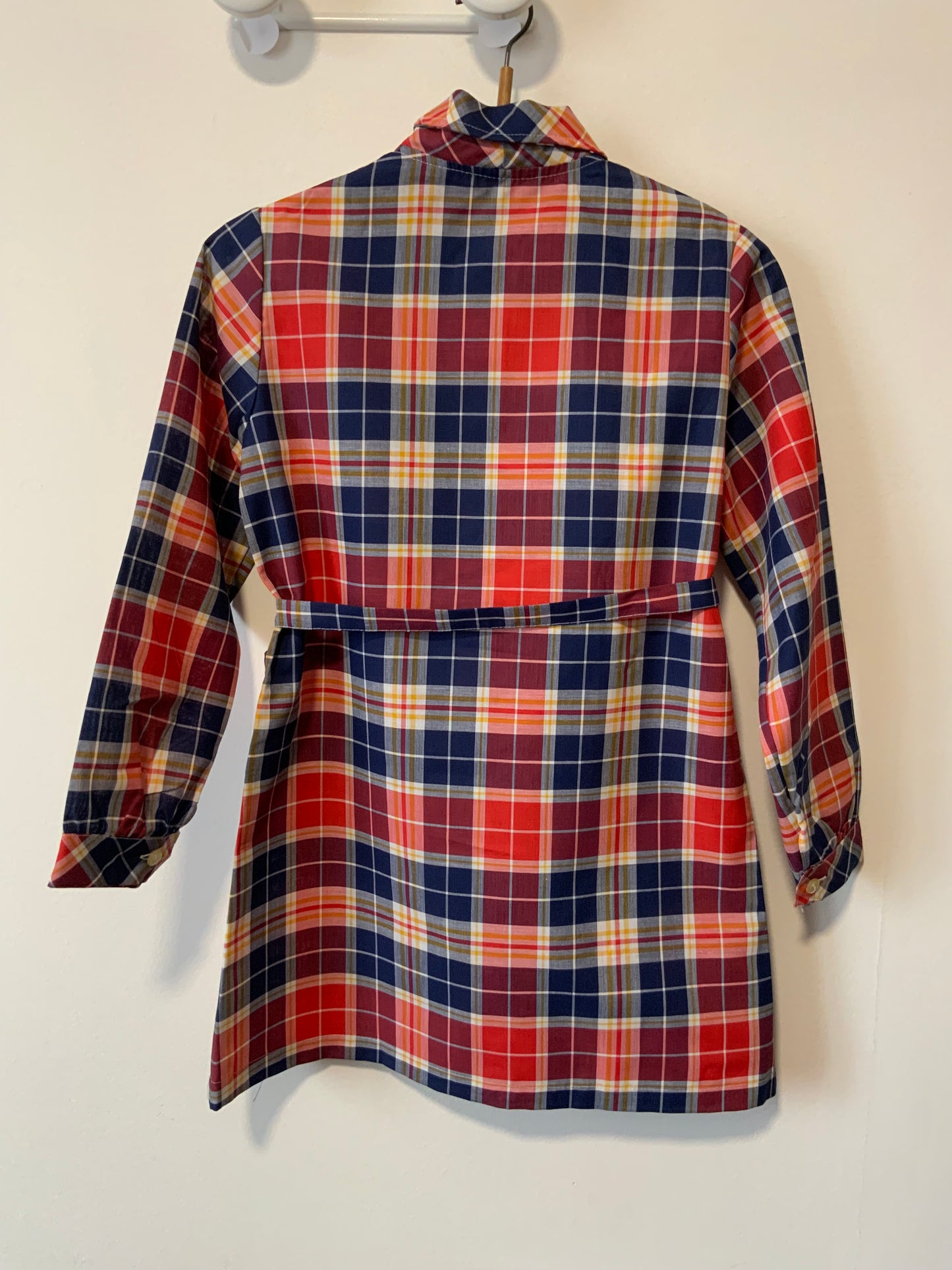Superbe chemise à carreaux col pelle à tartes Deadstock 1970 Vintage France